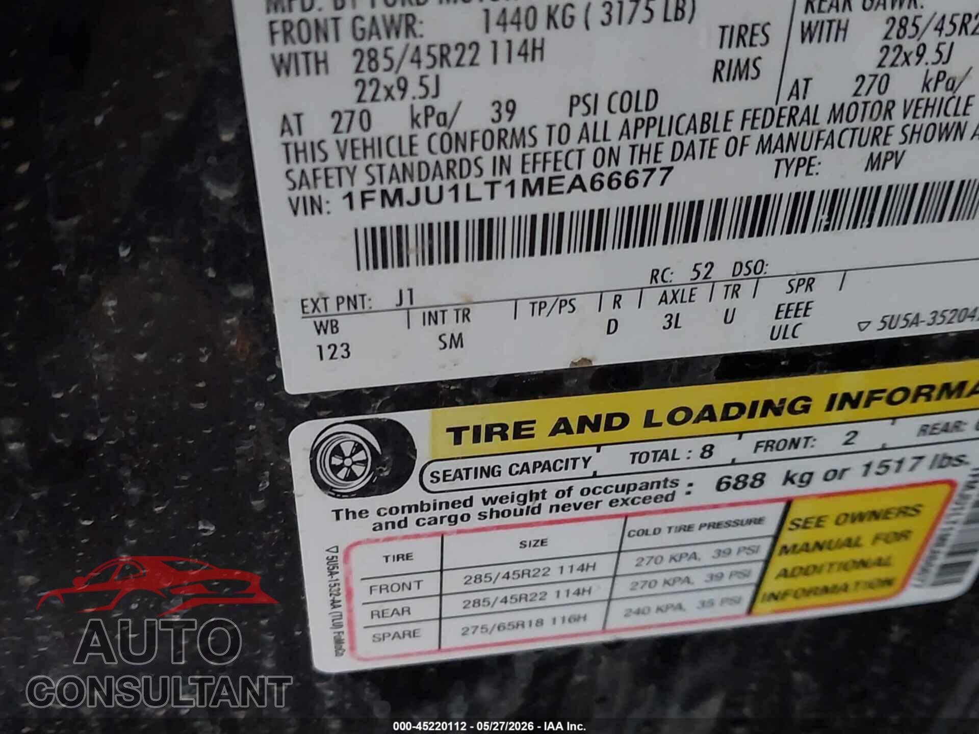 FORD EXPEDITION 2021 - 1FMJU1LT1MEA66677