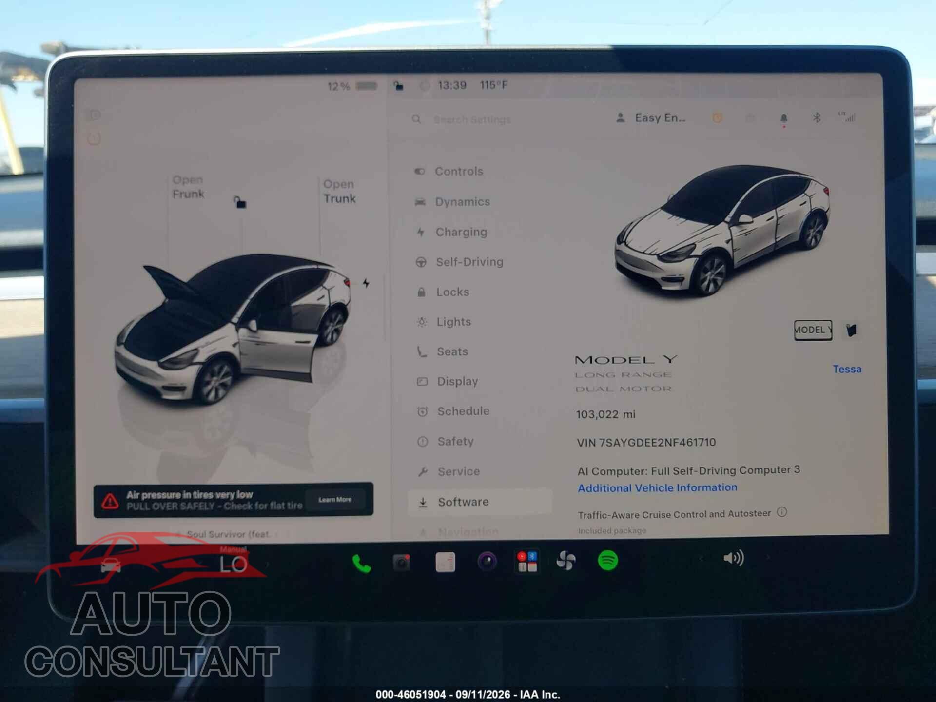 TESLA MODEL Y 2022 - 7SAYGDEE2NF461710