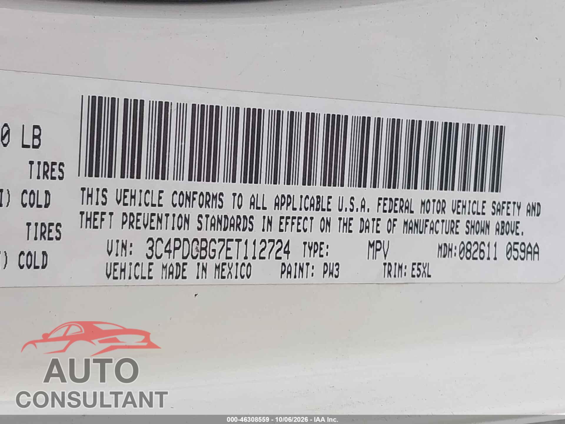DODGE JOURNEY 2014 - 3C4PDCBG7ET112724