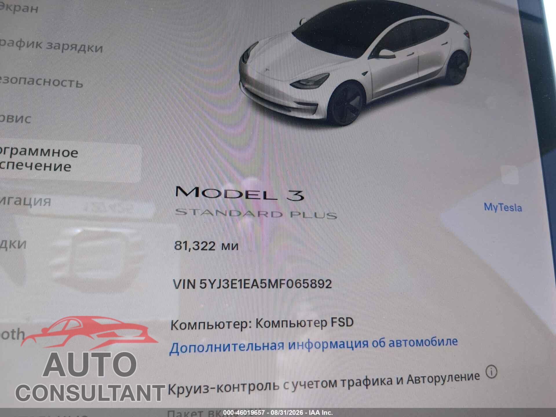 TESLA MODEL 3 2021 - 5YJ3E1EA5MF065892