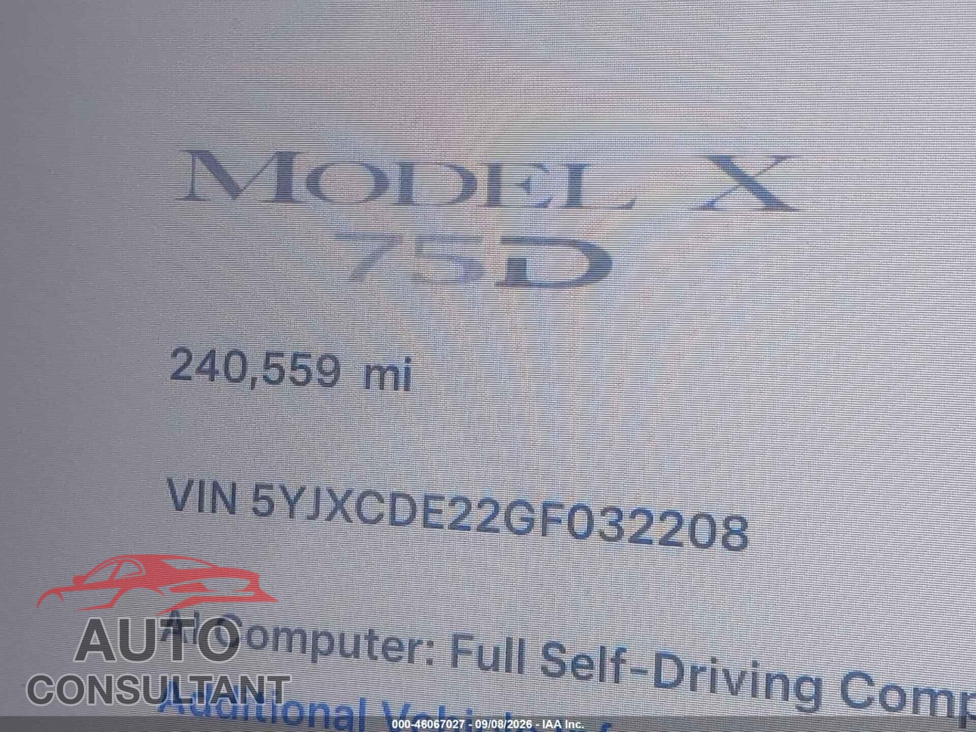 TESLA MODEL X 2016 - 5YJXCDE22GF032208