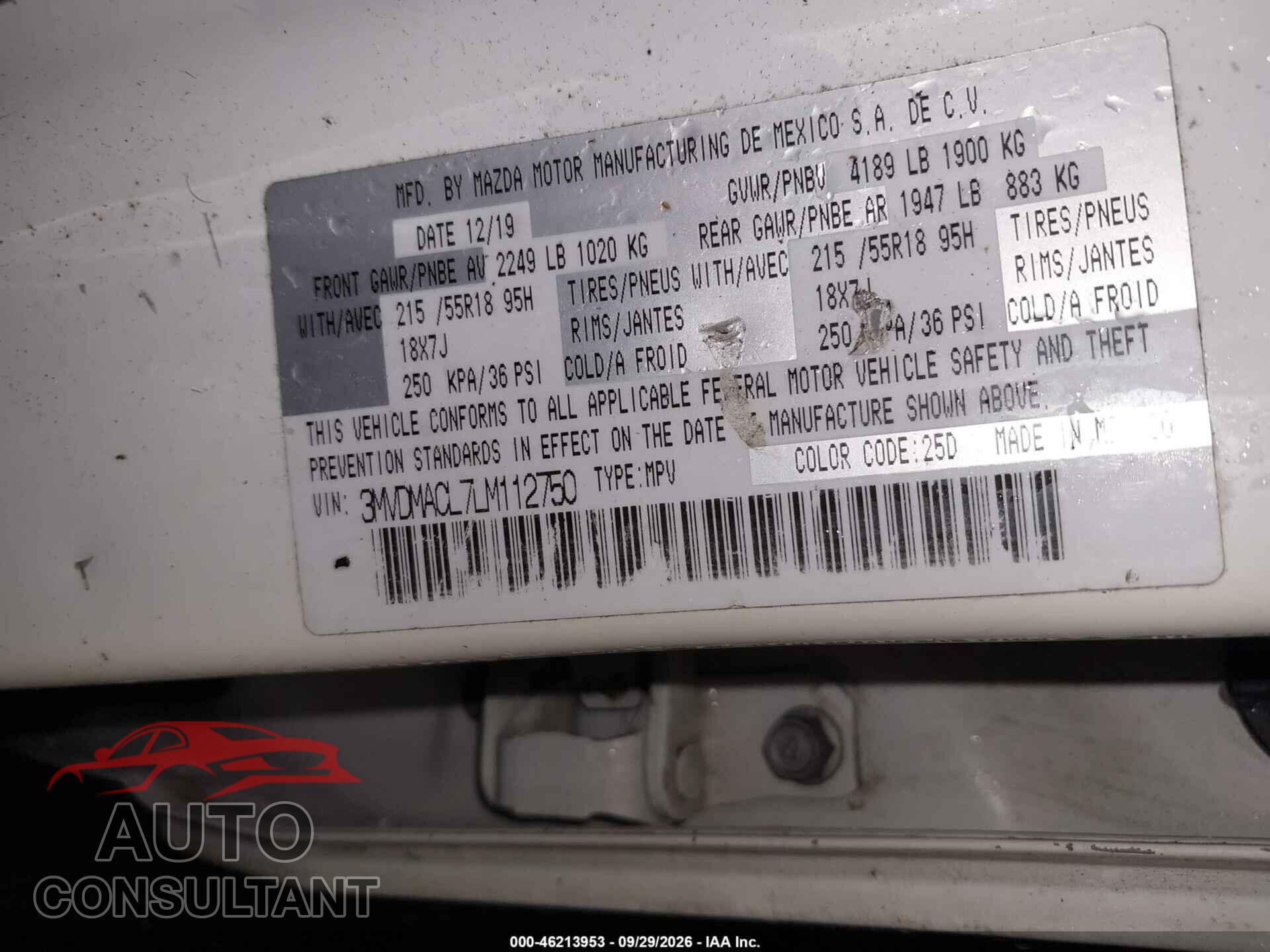 MAZDA CX-30 2020 - 3MVDMACL7LM112750