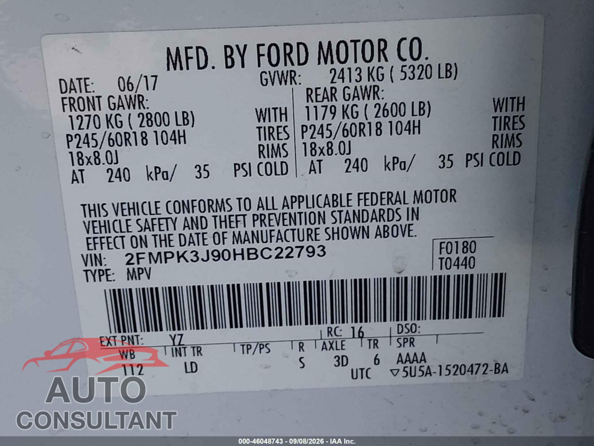 FORD EDGE 2017 - 2FMPK3J90HBC22793