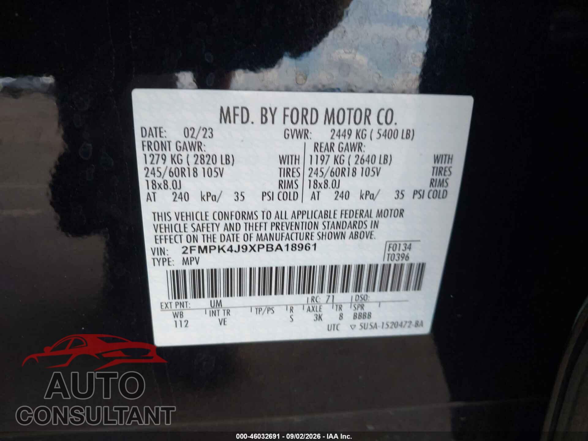 FORD EDGE 2023 - 2FMPK4J9XPBA18961