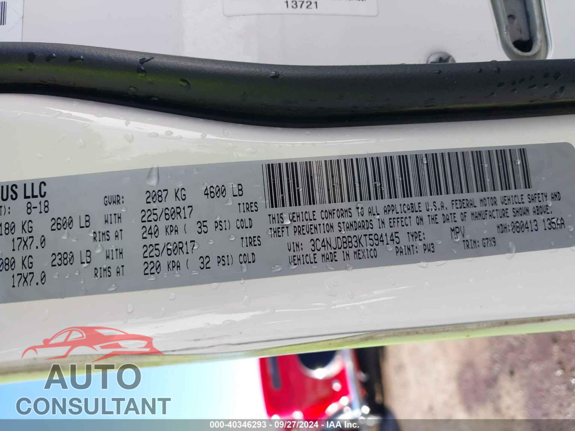 JEEP COMPASS 2019 - 3C4NJDBB3KT594145