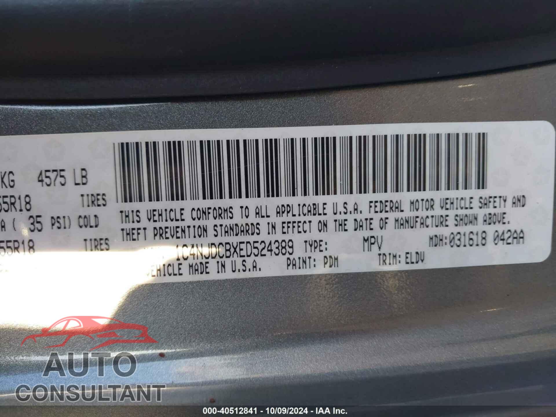 JEEP COMPASS 2014 - 1C4NJDCBXED524389