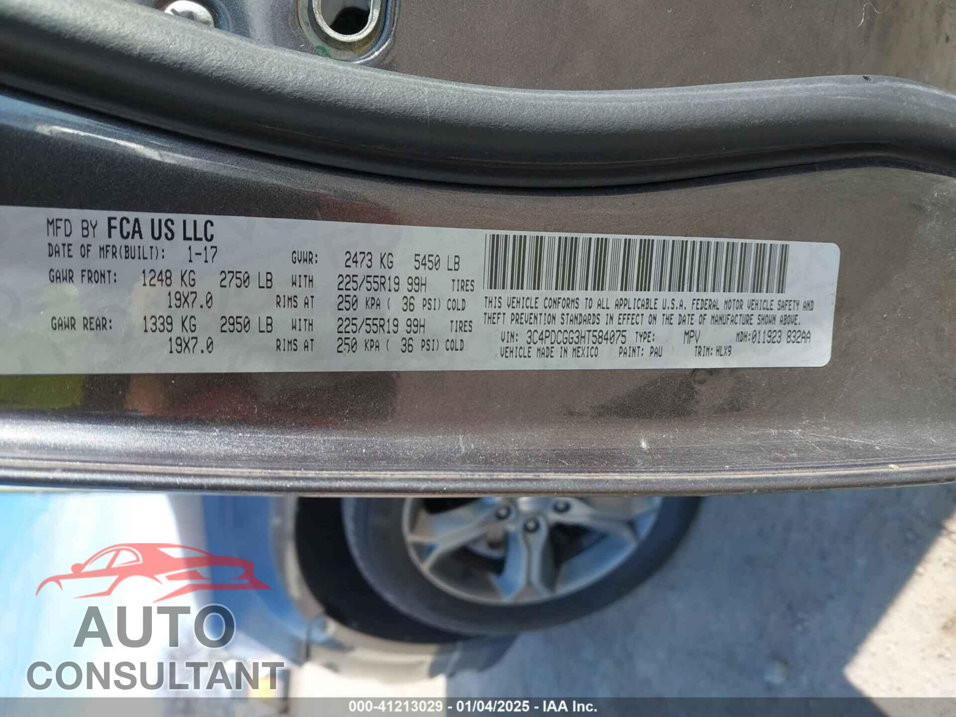 DODGE JOURNEY 2017 - 3C4PDCGG3HT584075
