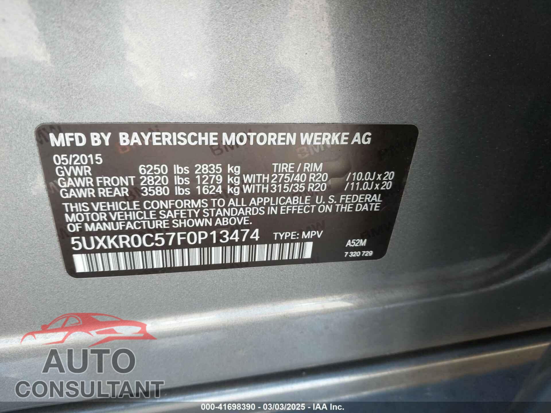 BMW X5 2015 - 5UXKR0C57F0P13474