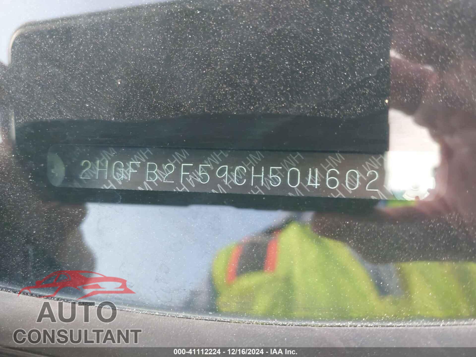 HONDA CIVIC SDN 2012 - 2HGFB2F59CH504602