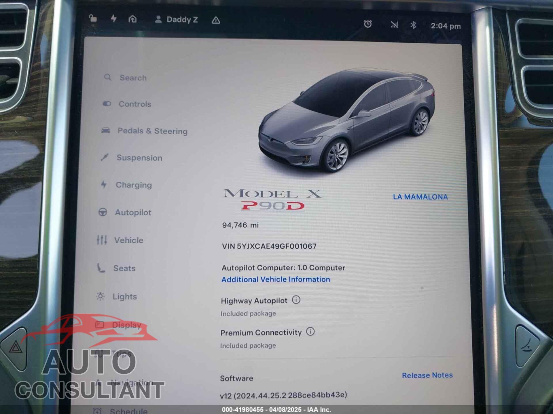 TESLA MODEL X 2016 - 5YJXCAE49GF001067