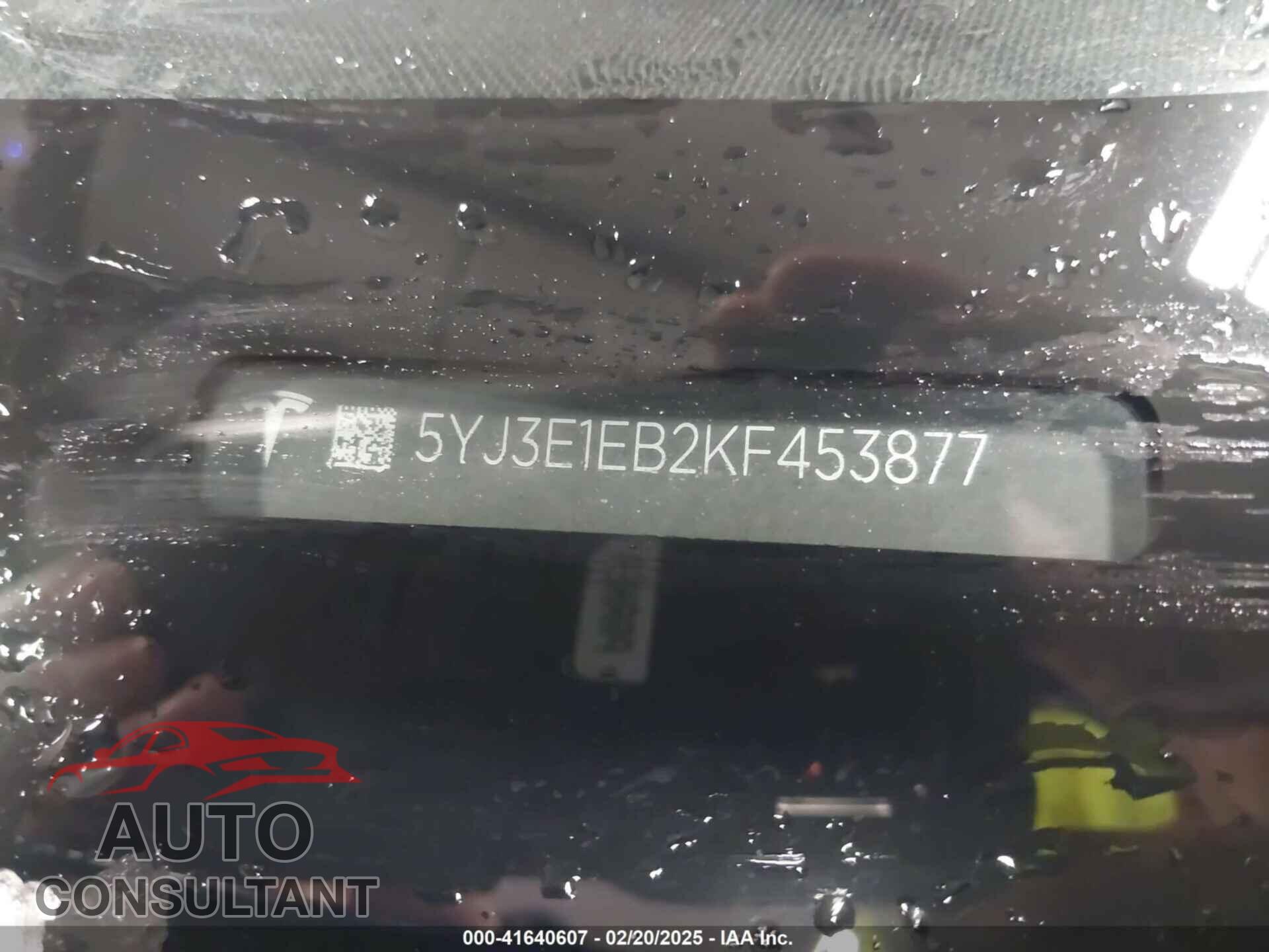 TESLA MODEL 3 2019 - 5YJ3E1EB2KF453877