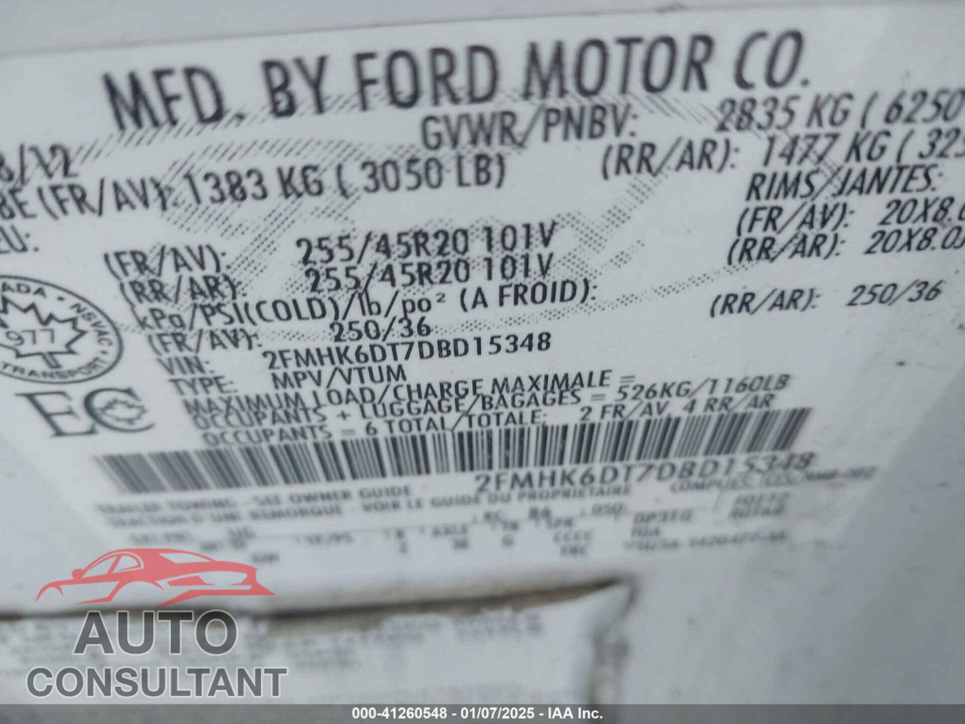 FORD FLEX 2013 - 2FMHK6DT7DBD15348