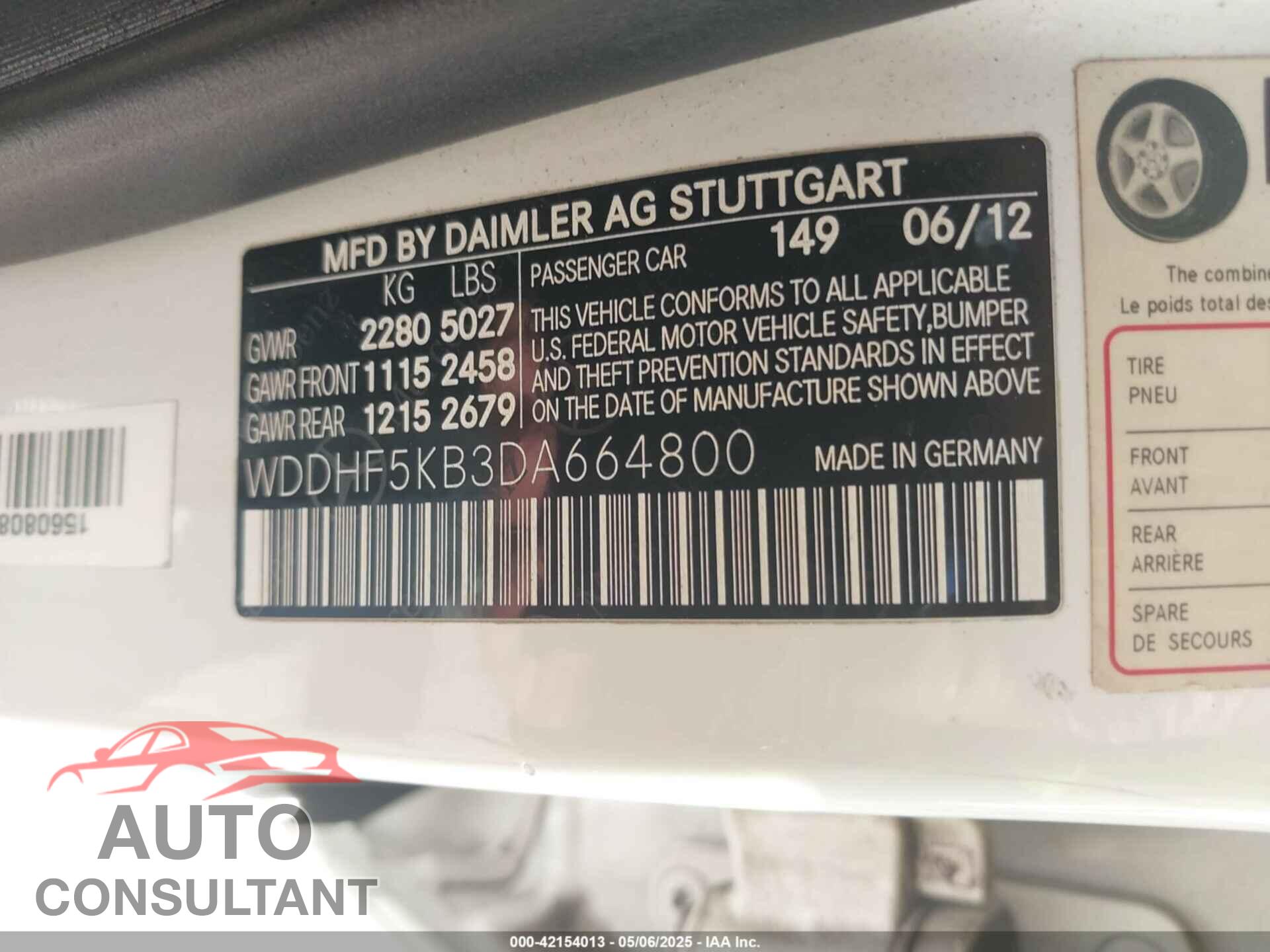 MERCEDES-BENZ E 2013 - WDDHF5KB3DA664800