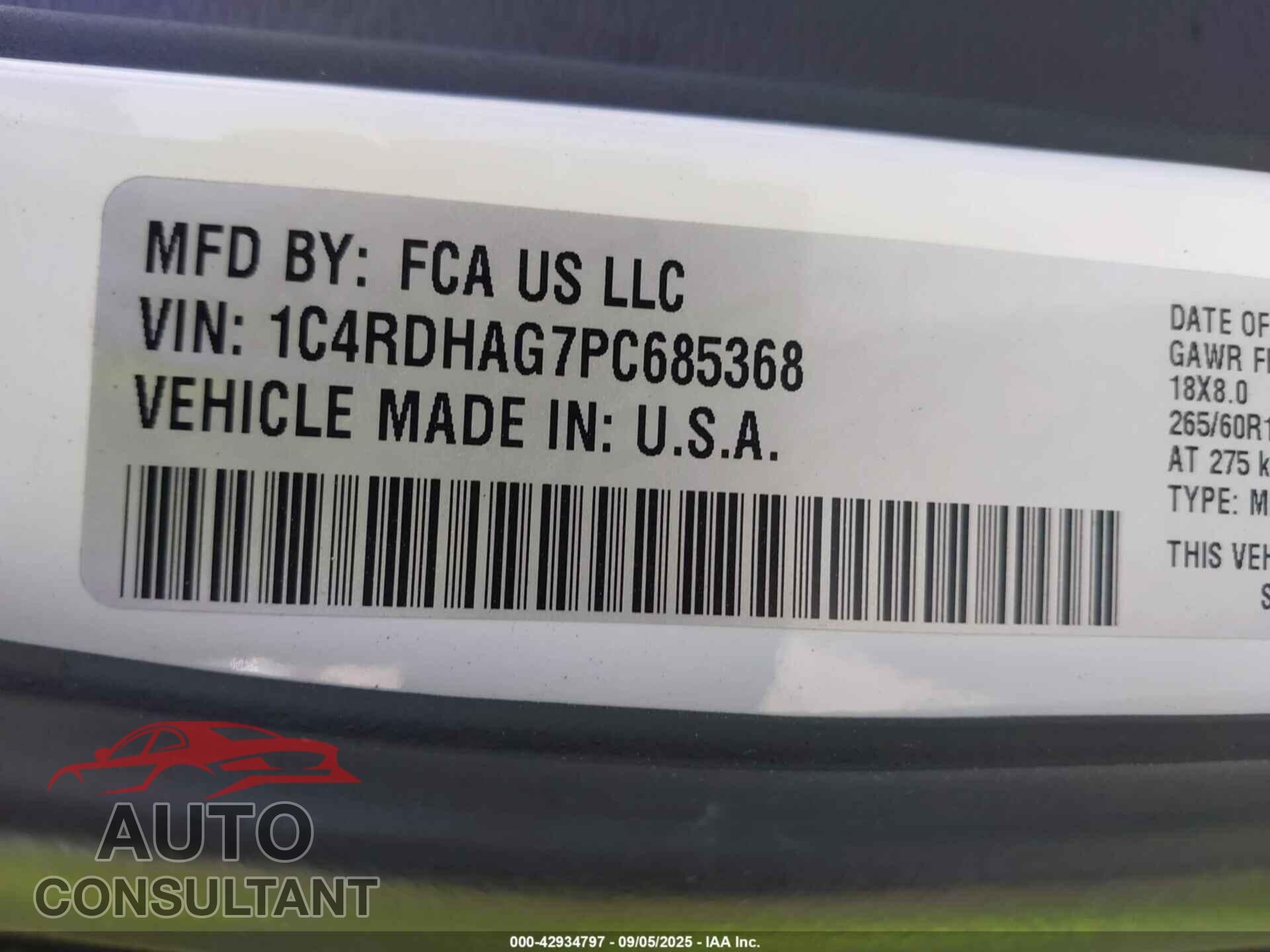 DODGE DURANGO 2023 - 1C4RDHAG7PC685368