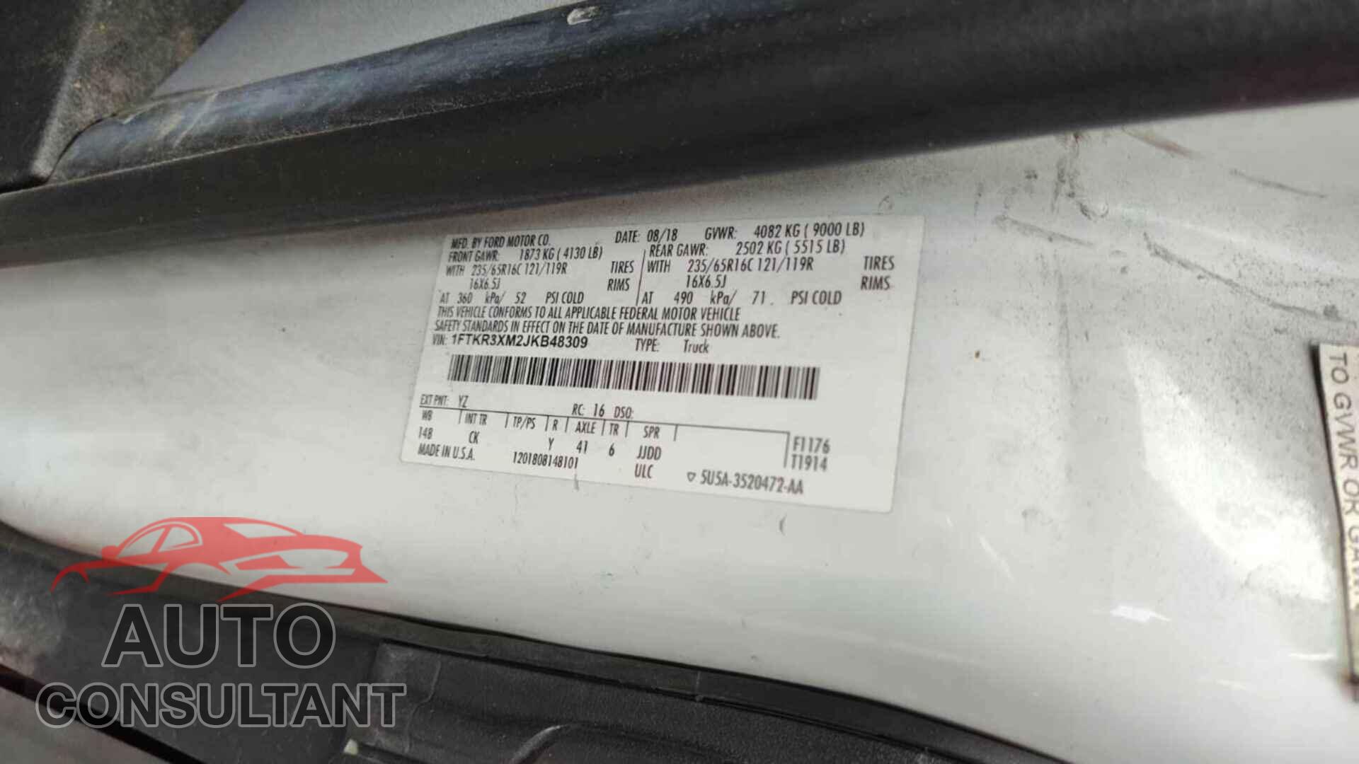 FORD TRANSIT 2018 - 1FTKR3XM2JKB48309