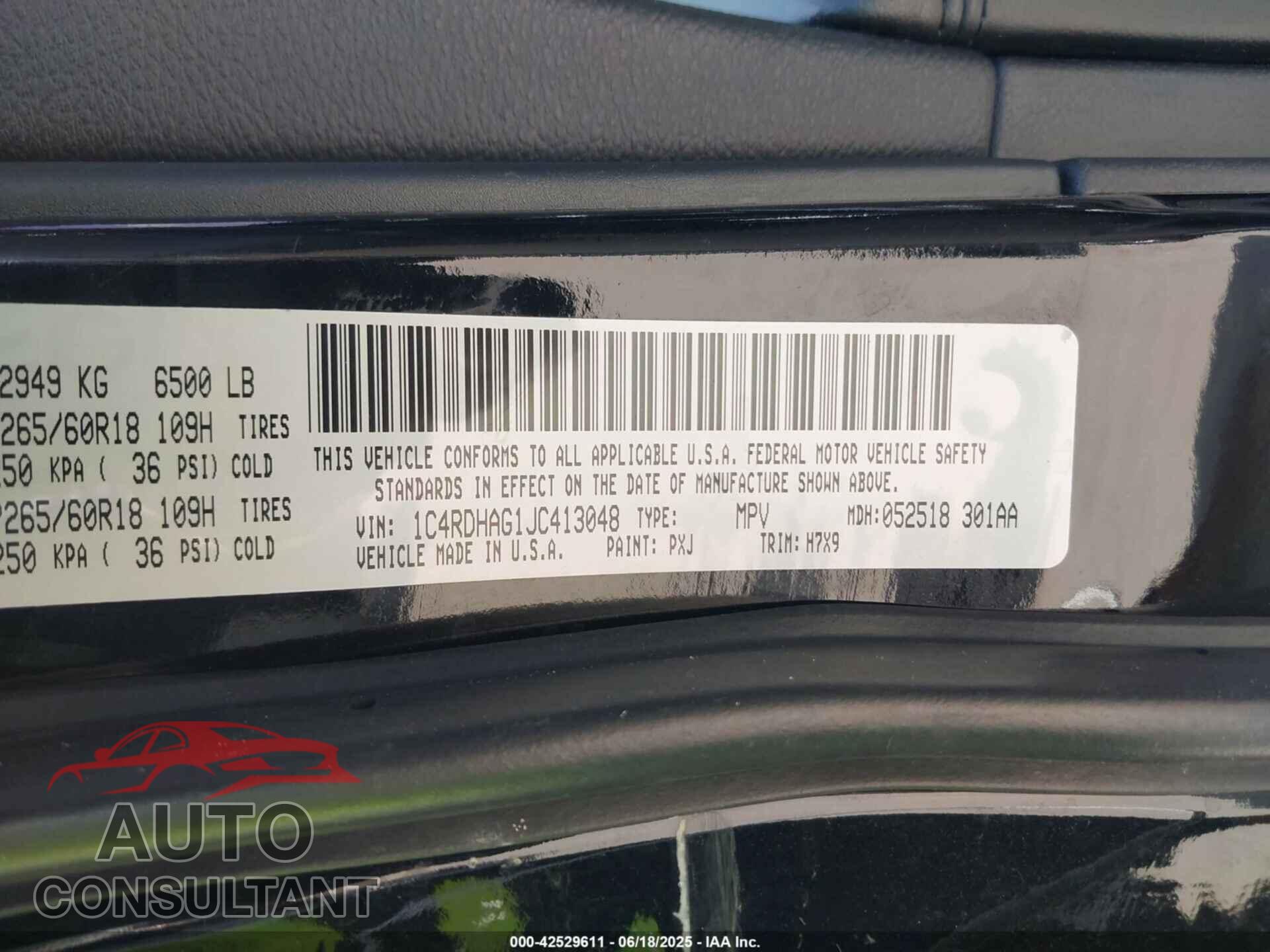 DODGE DURANGO 2018 - 1C4RDHAG1JC413048