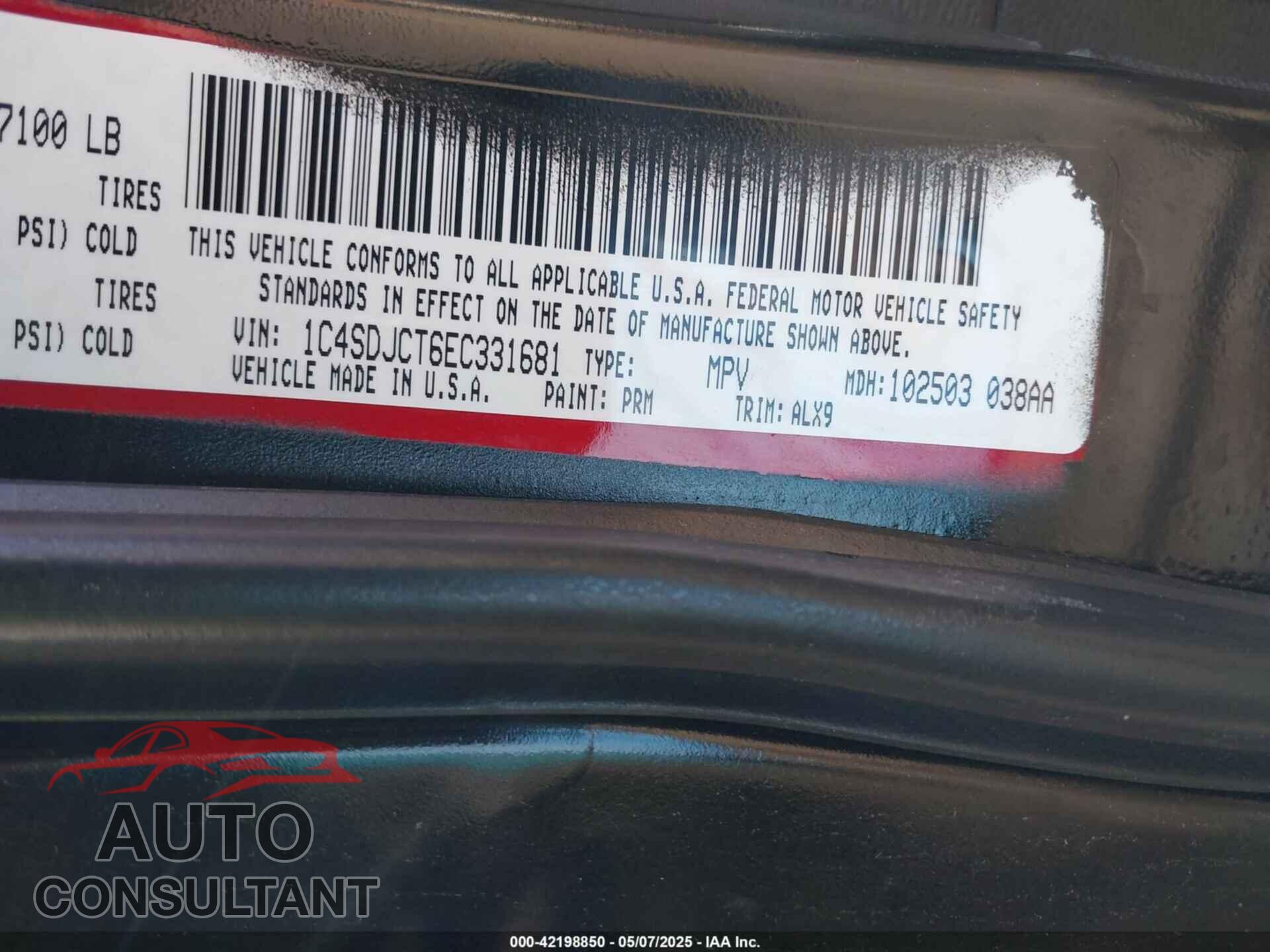 DODGE DURANGO 2014 - 1C4SDJCT6EC331681