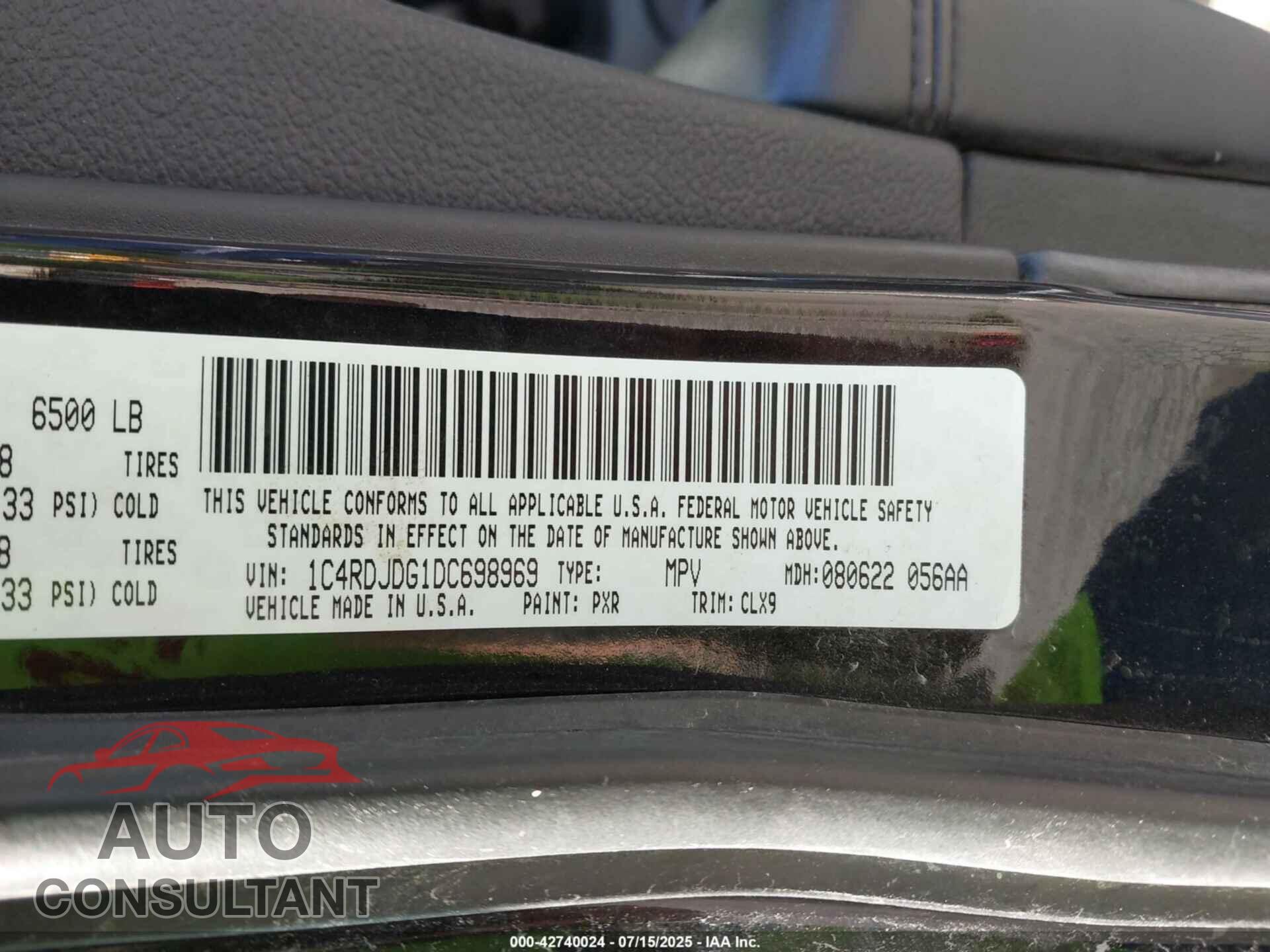 DODGE DURANGO 2013 - 1C4RDJDG1DC698969