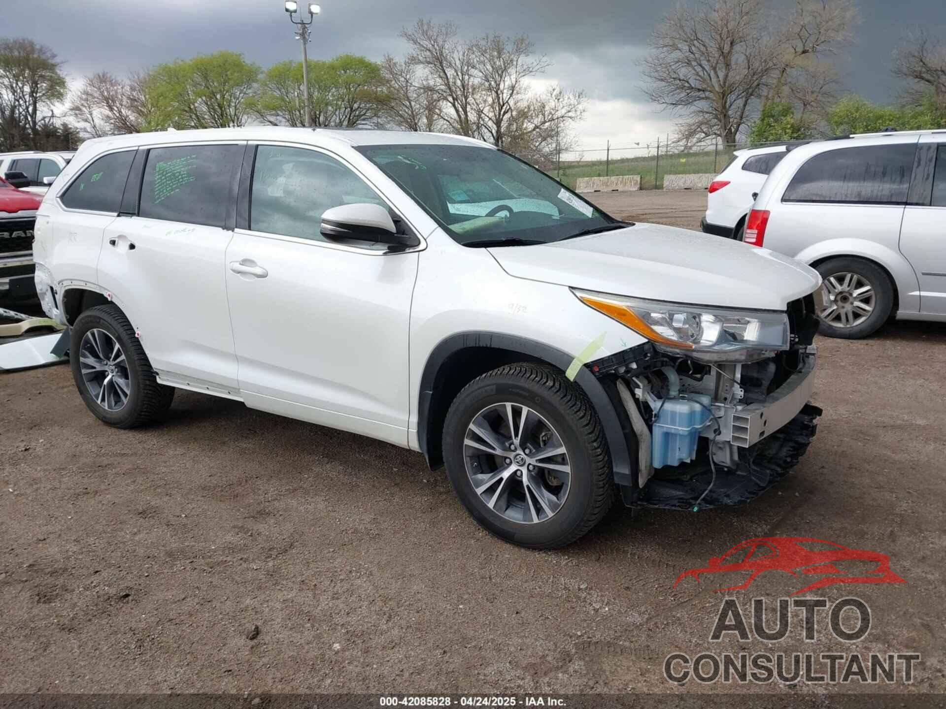 TOYOTA HIGHLANDER 2016 - 5TDJKRFH3GS260044
