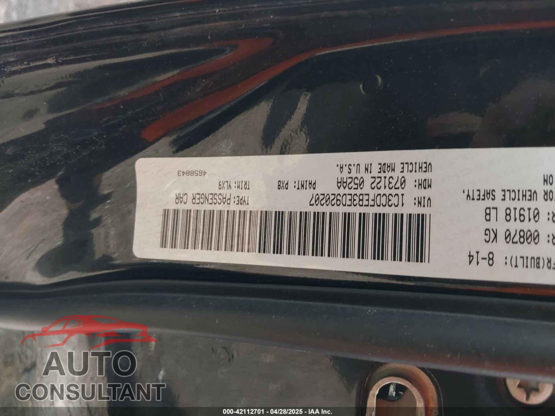 DODGE DART 2014 - 1C3CDFEB3ED920207