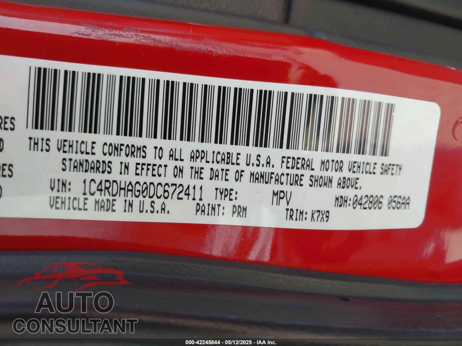 DODGE DURANGO 2013 - 1C4RDHAG0DC672411