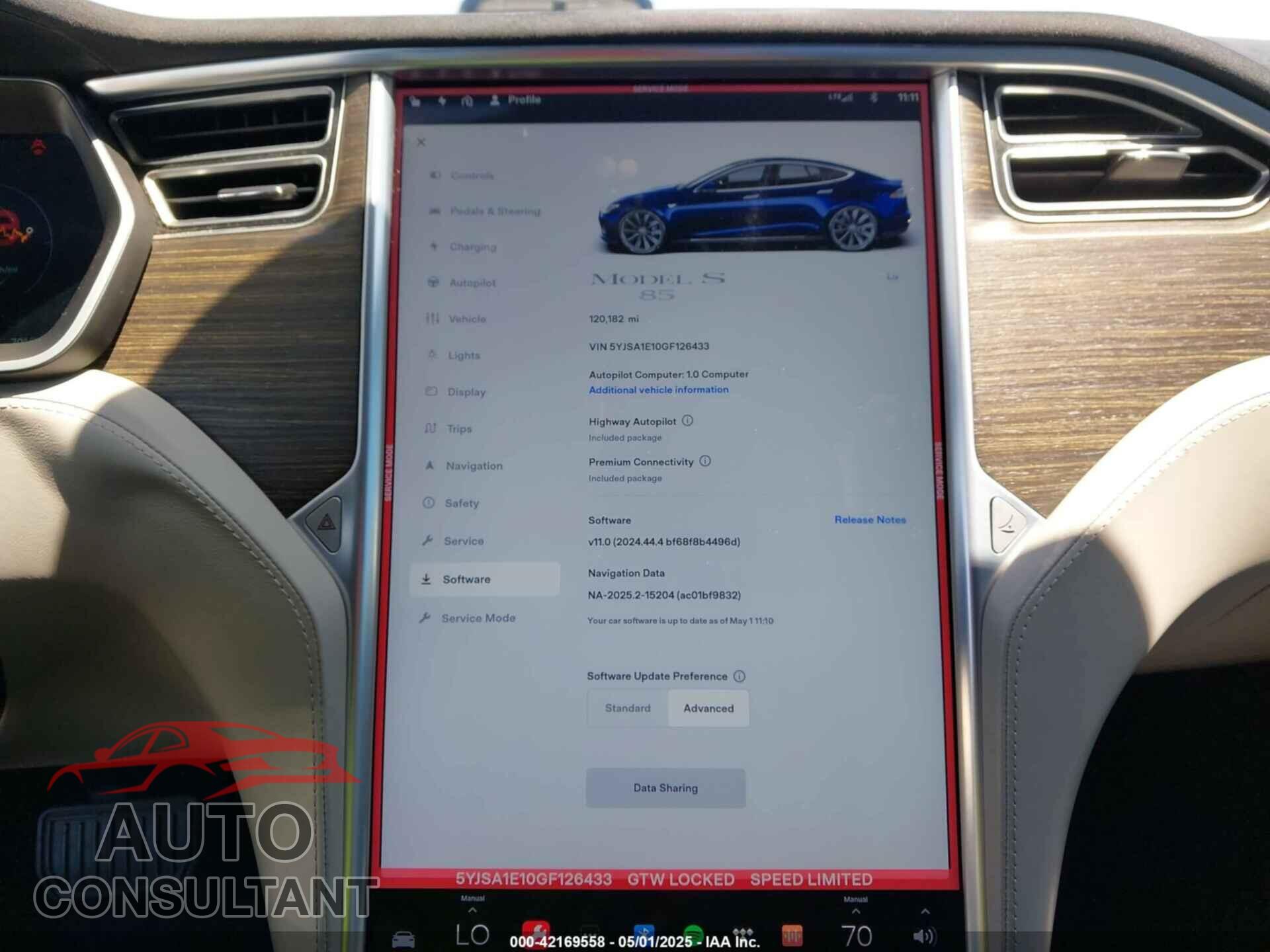 TESLA MODEL S 2016 - 5YJSA1E10GF126433