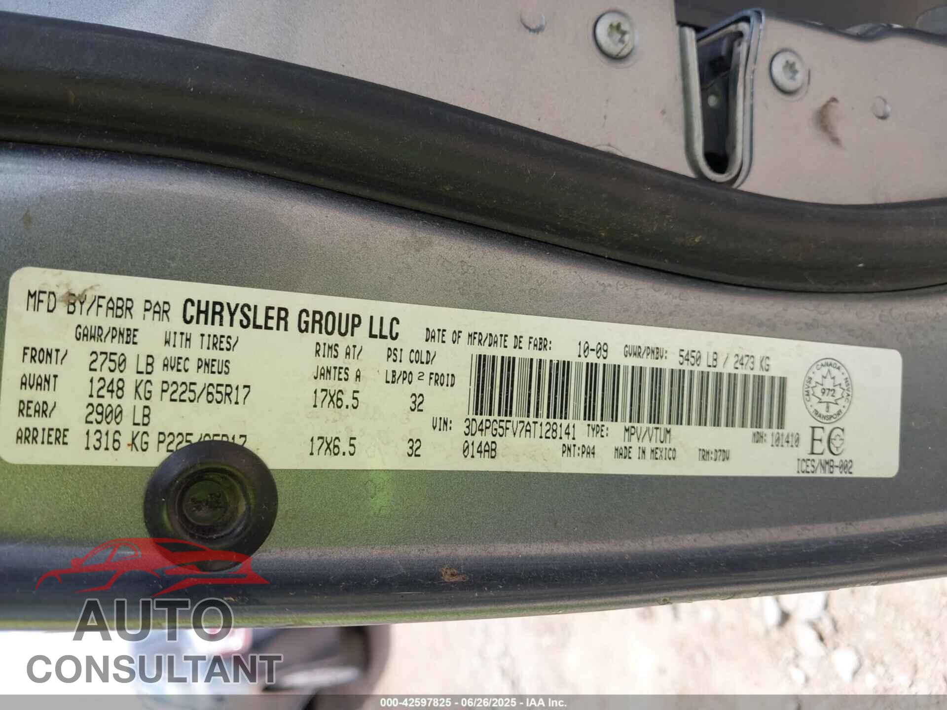 DODGE JOURNEY 2010 - 3D4PG5FV7AT128141
