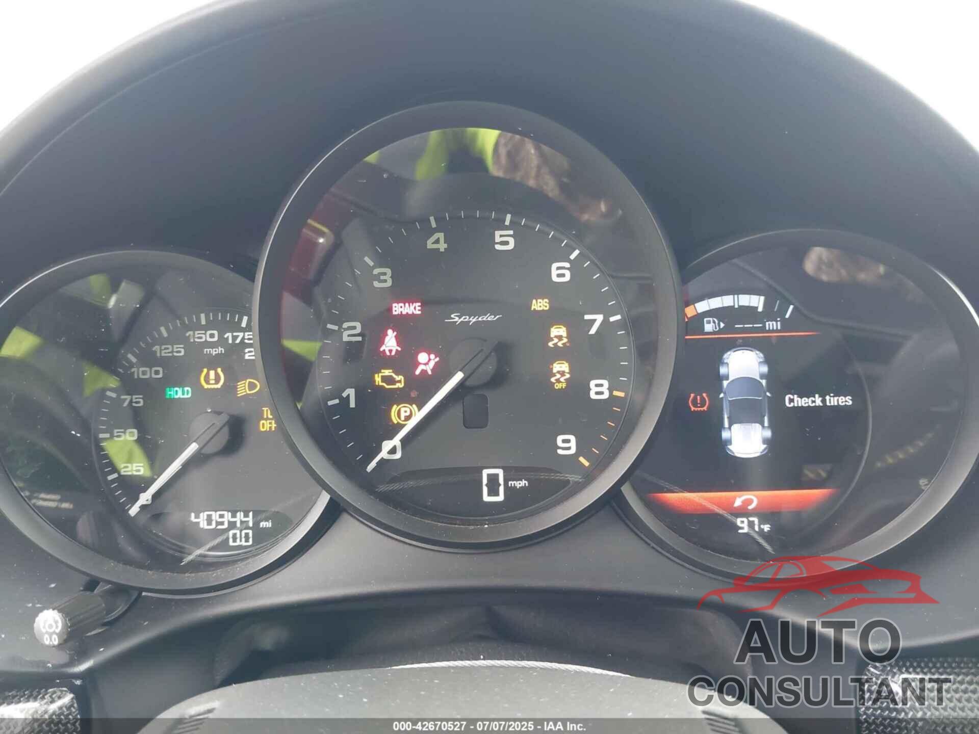 PORSCHE 718 SPYDER 2021 - WP0CC2A89MS240128