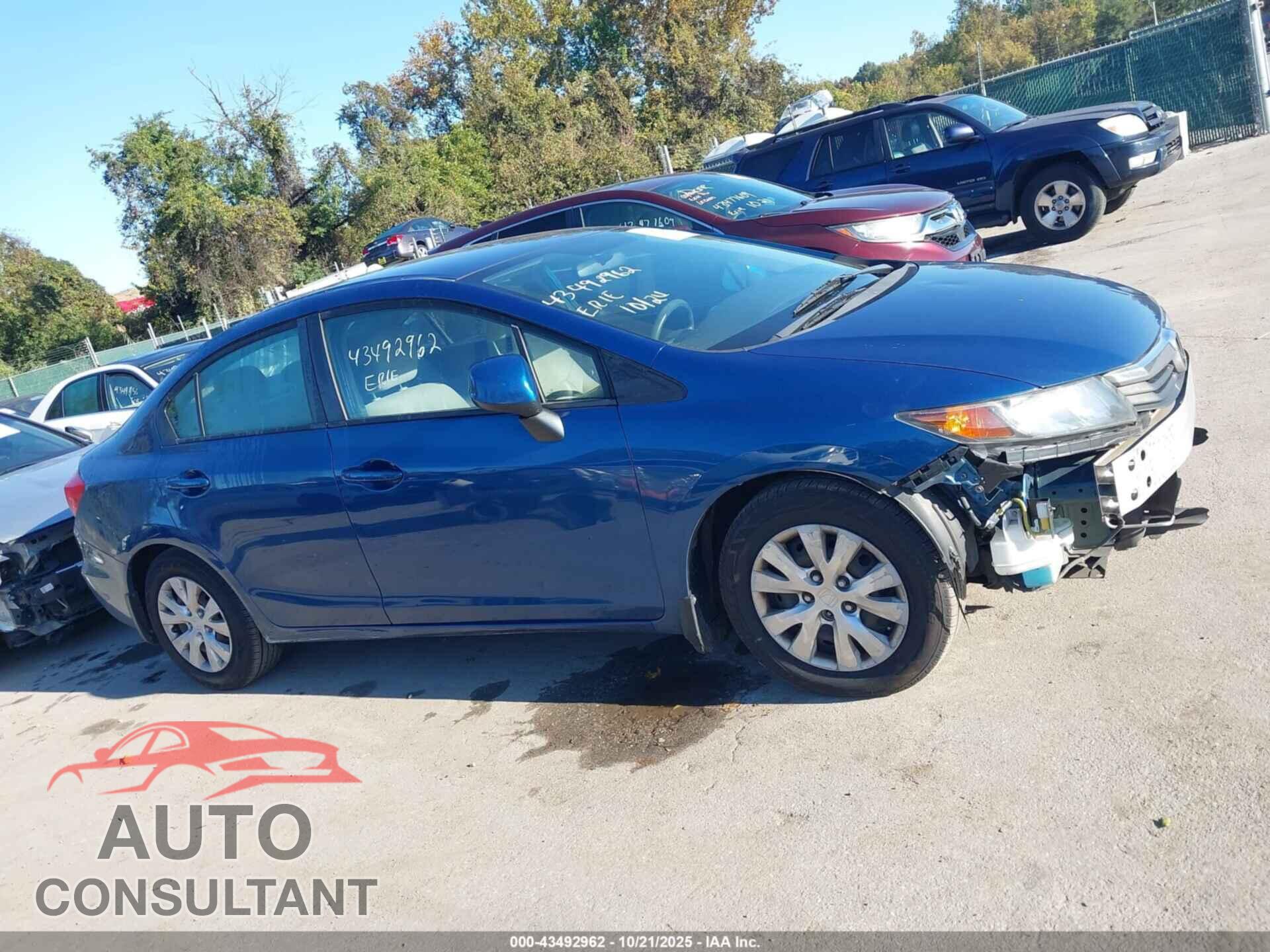 HONDA CIVIC 2012 - 19XFB2F58CE359949