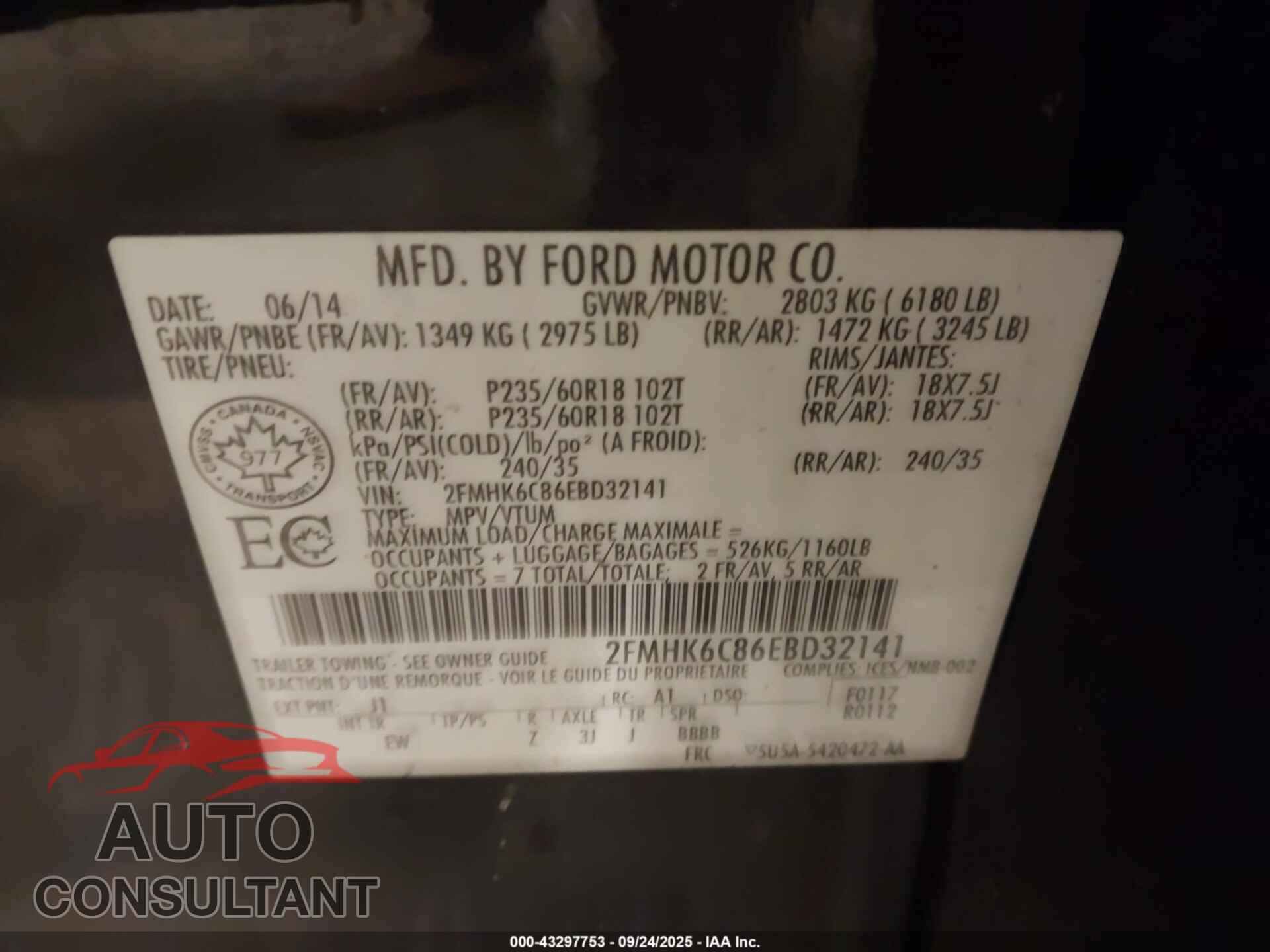 FORD FLEX 2014 - 2FMHK6C86EBD32141