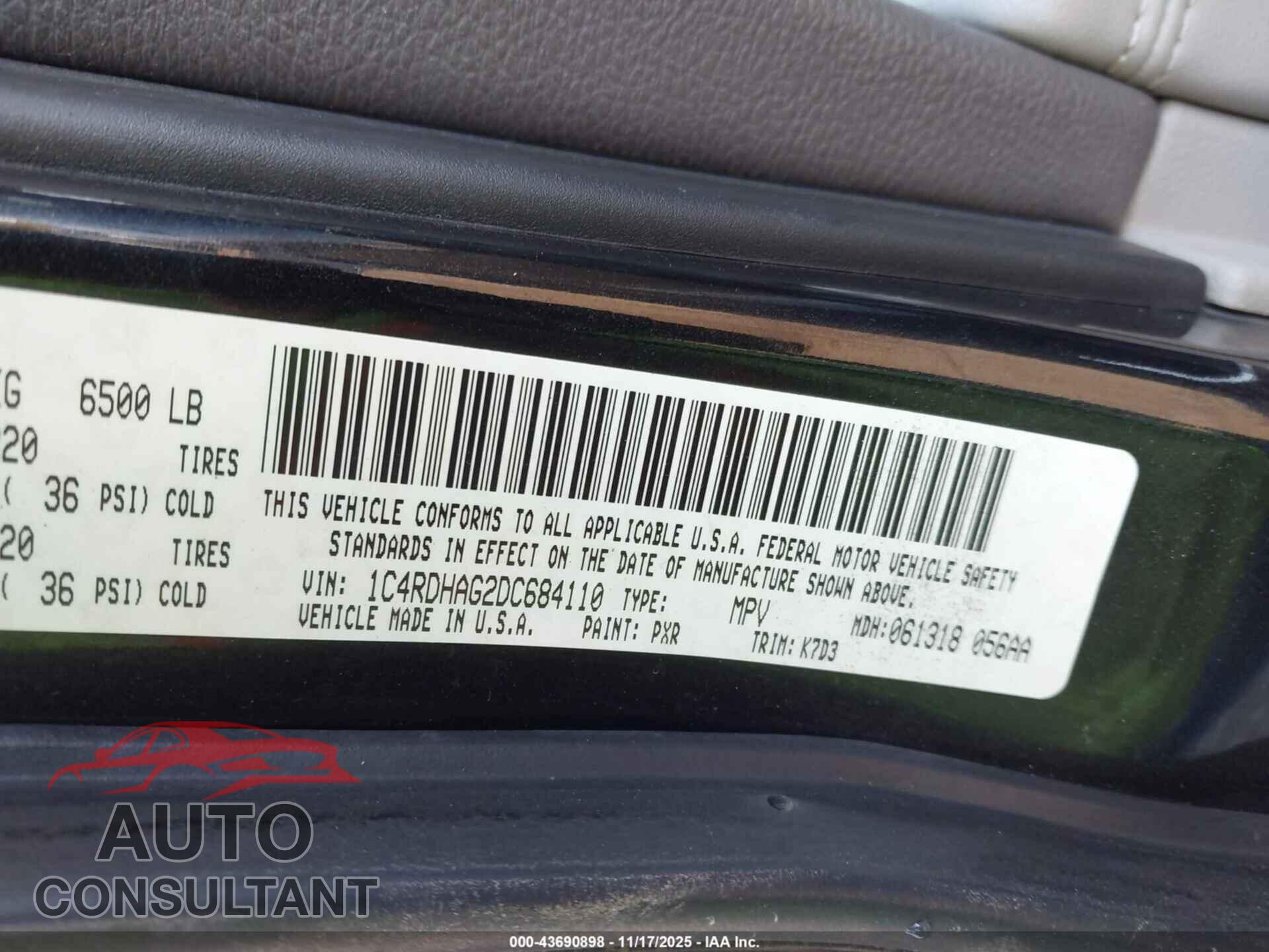 DODGE DURANGO 2013 - 1C4RDHAG2DC684110