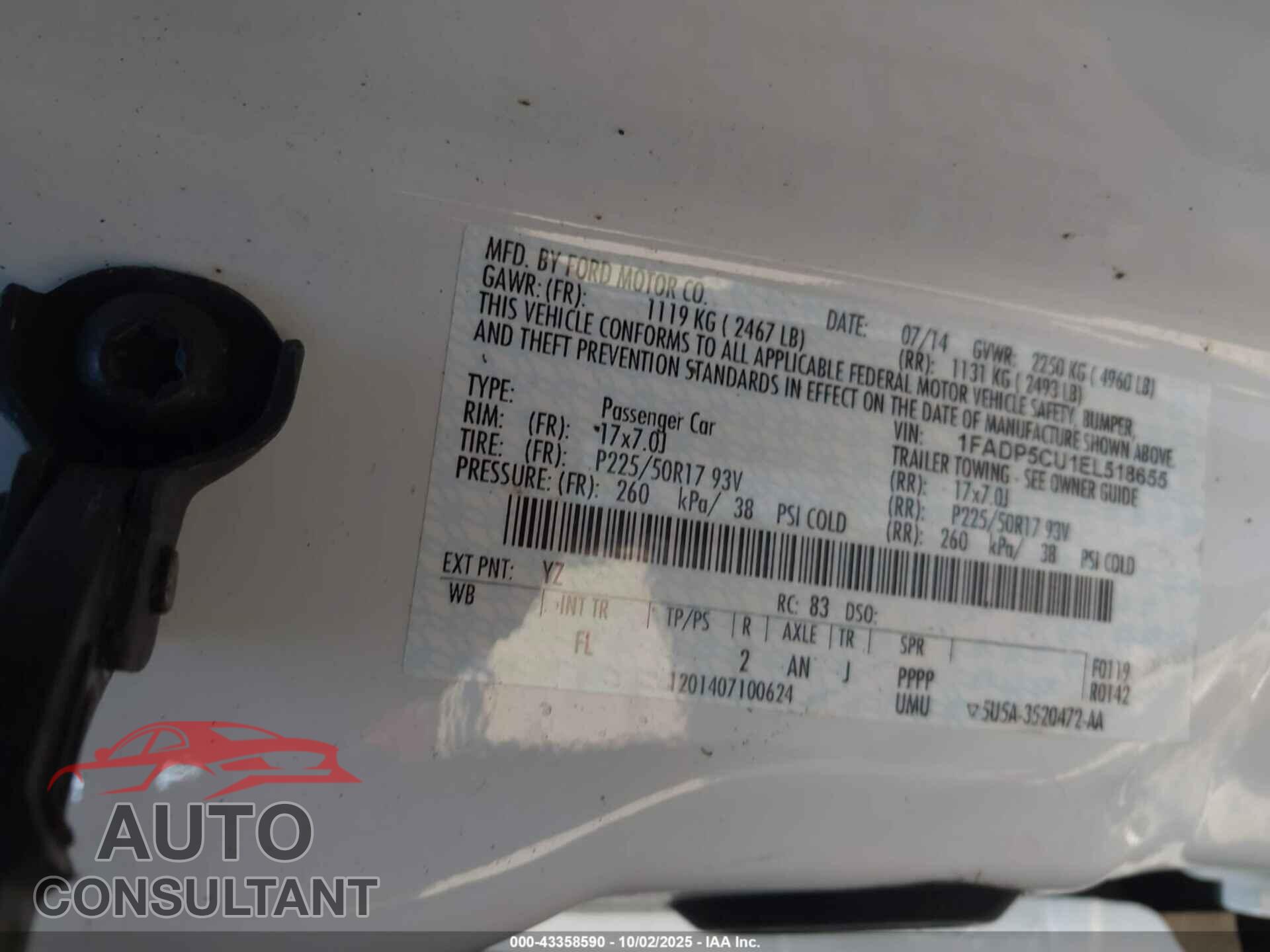 FORD C-MAX ENERGI 2014 - 1FADP5CU1EL518655