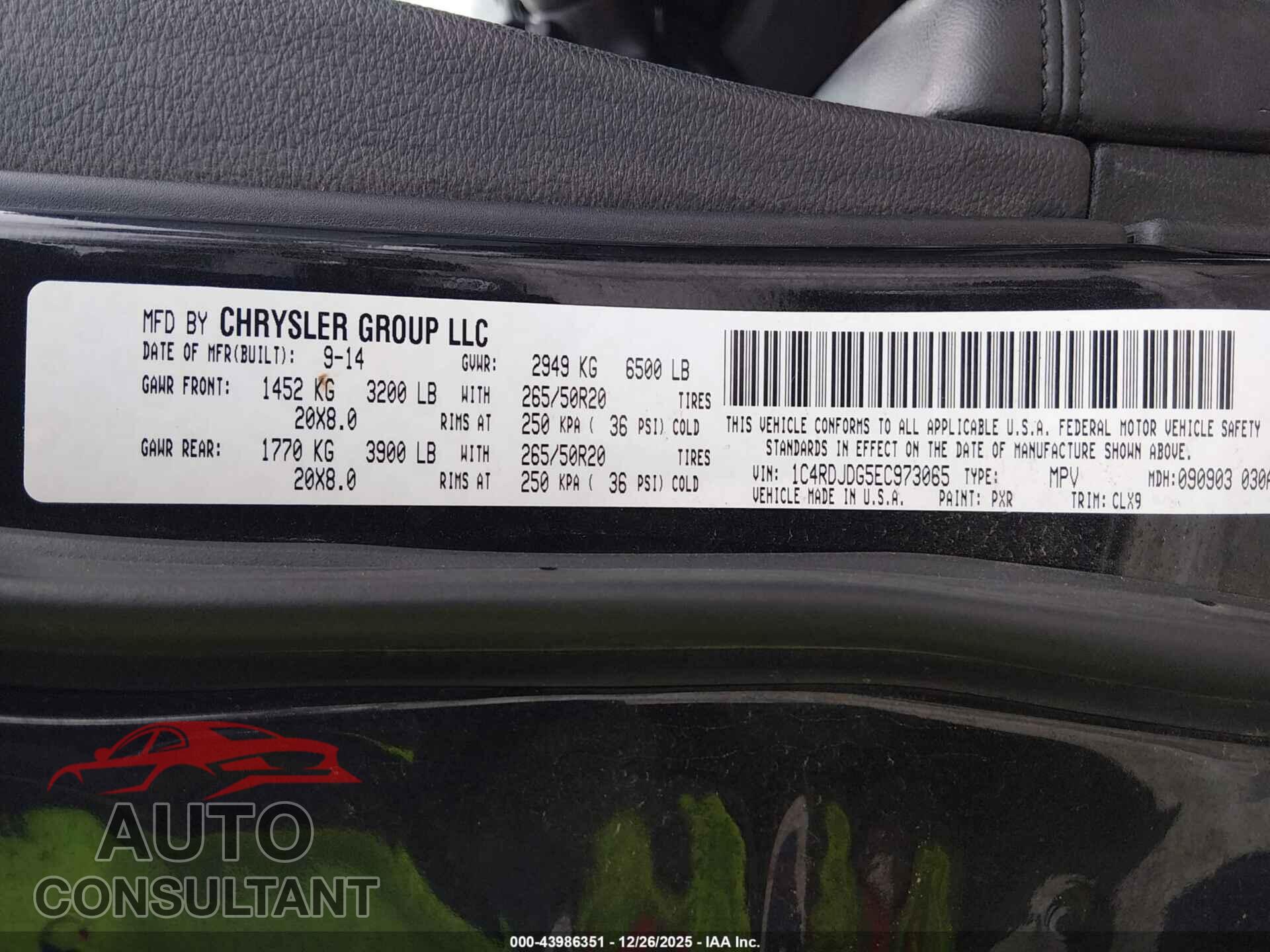 DODGE DURANGO 2014 - 1C4RDJDG5EC973065