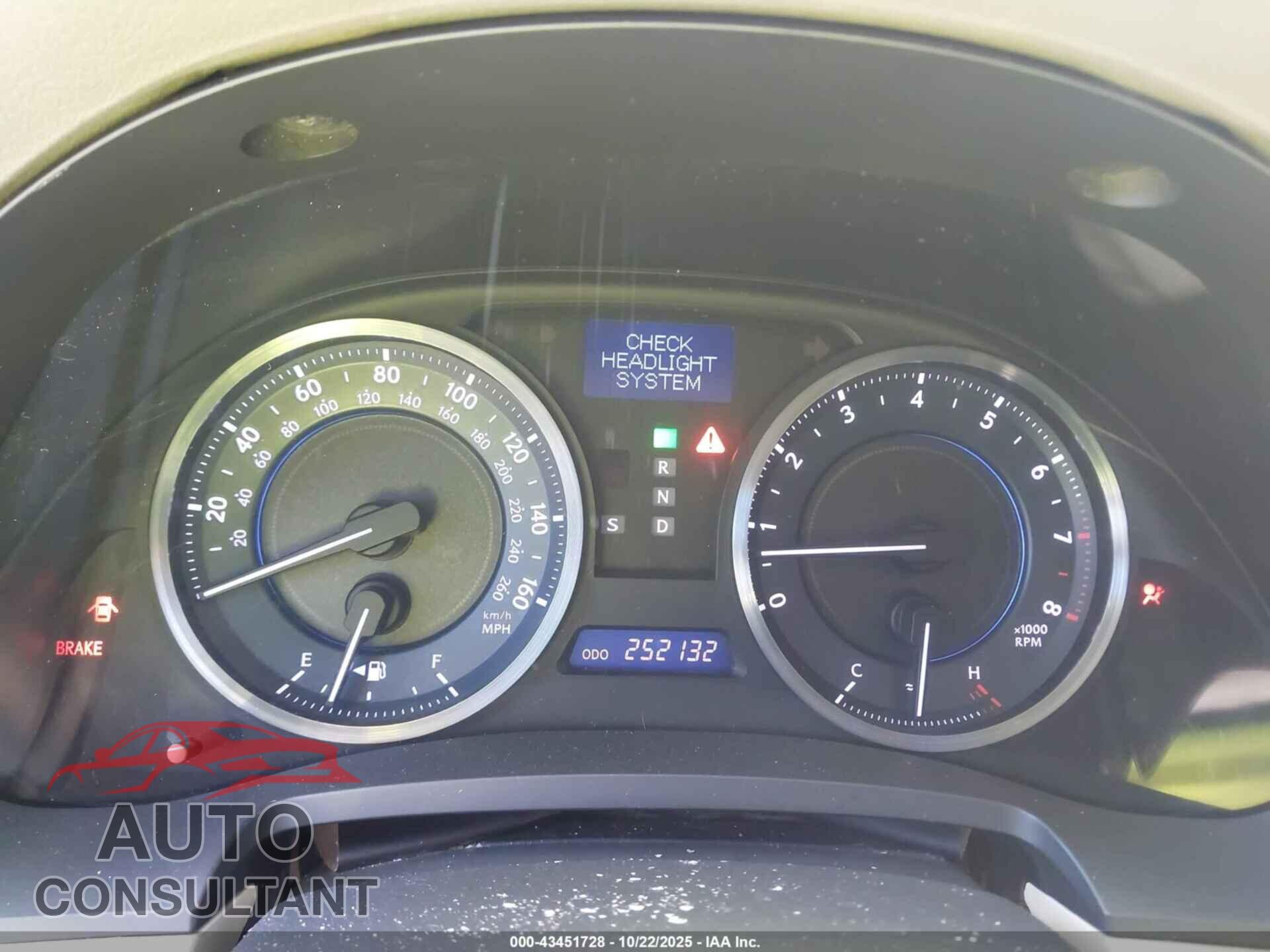 LEXUS IS 350 2011 - JTHBE5C29B5026072