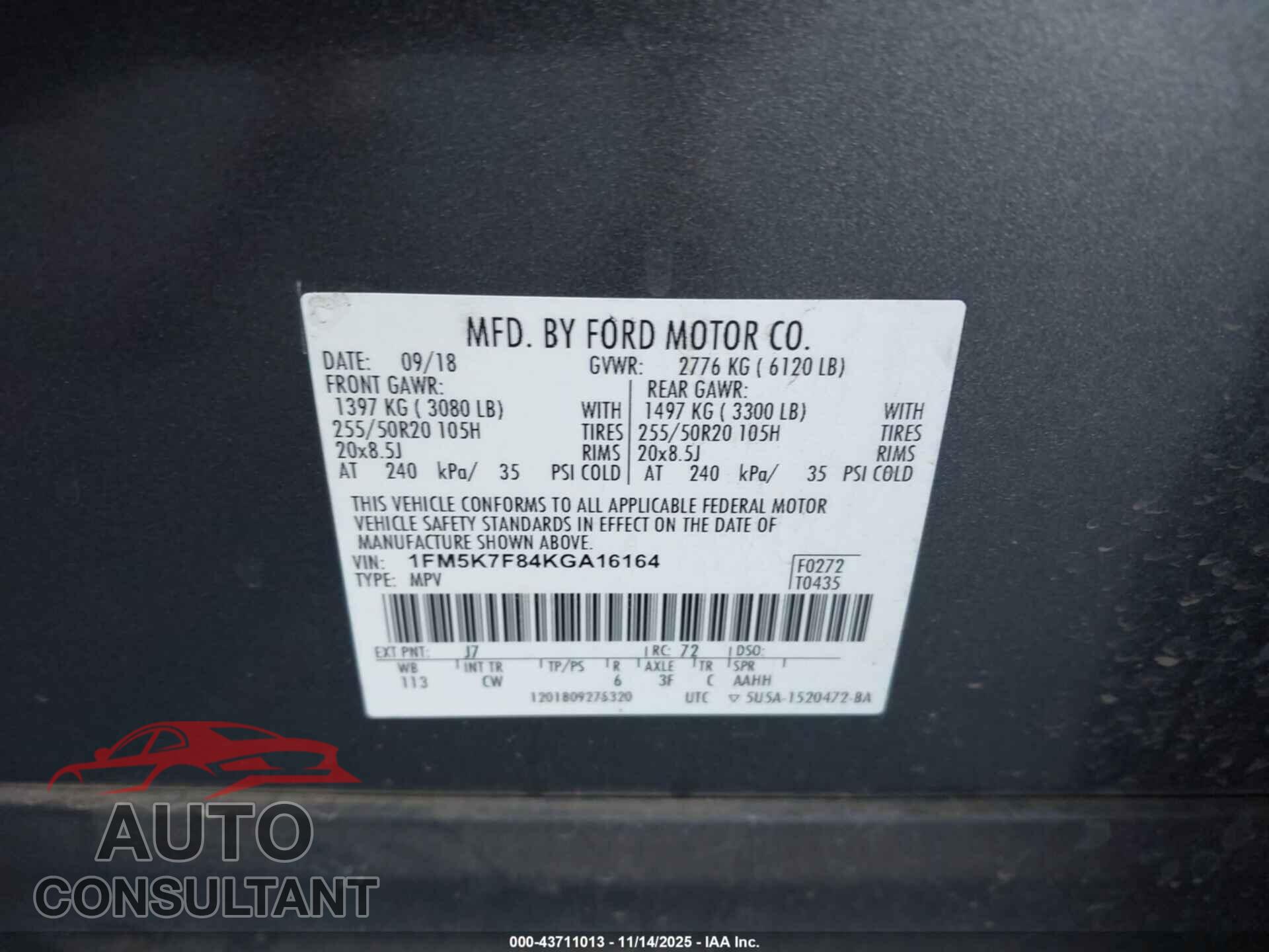 FORD EXPLORER 2019 - 1FM5K7F84KGA16164