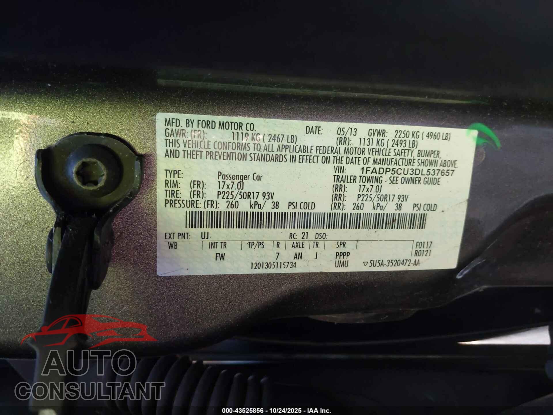FORD C-MAX ENERGI 2013 - 1FADP5CU3DL537657