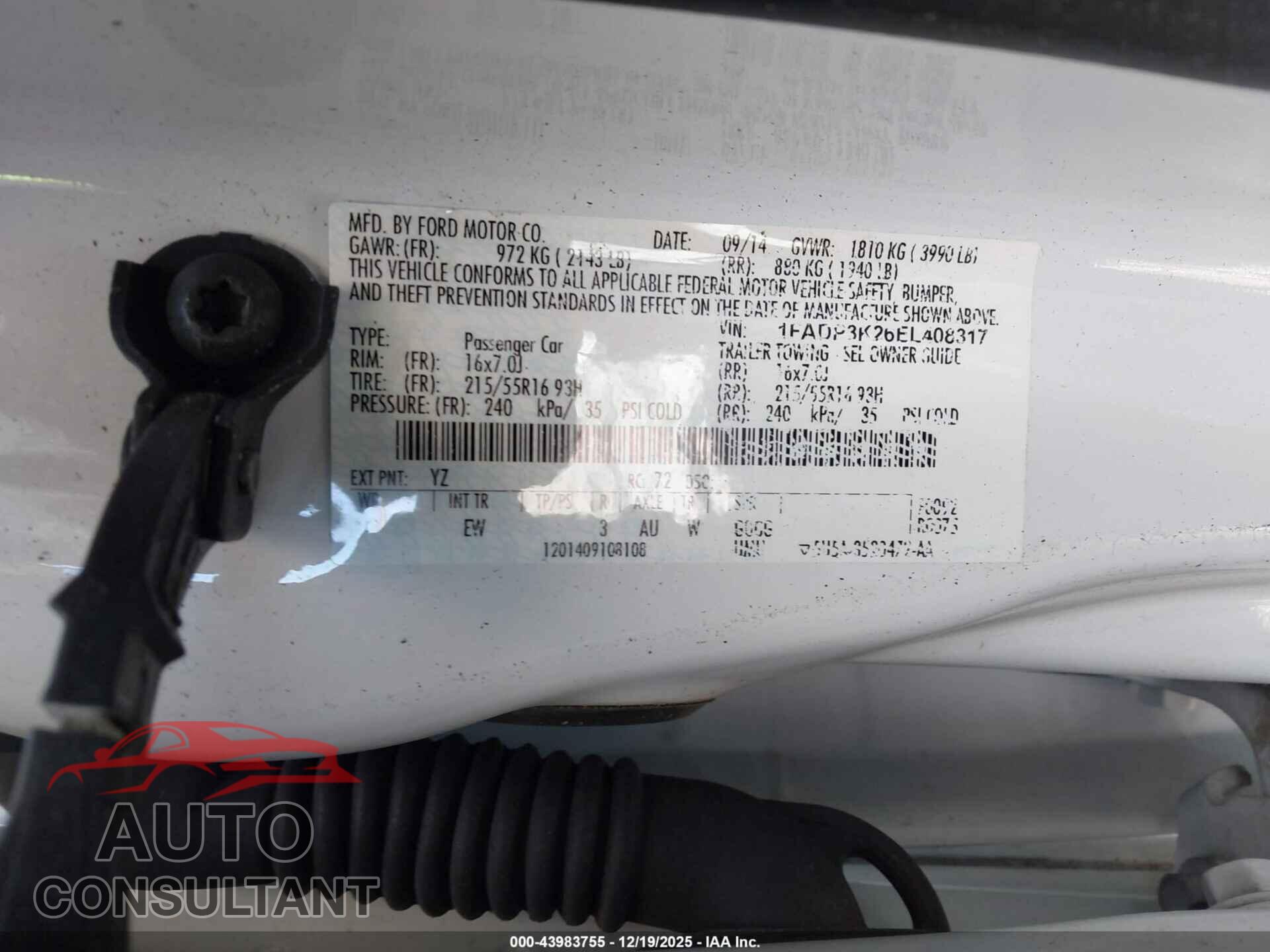 FORD FOCUS 2014 - 1FADP3K26EL408317