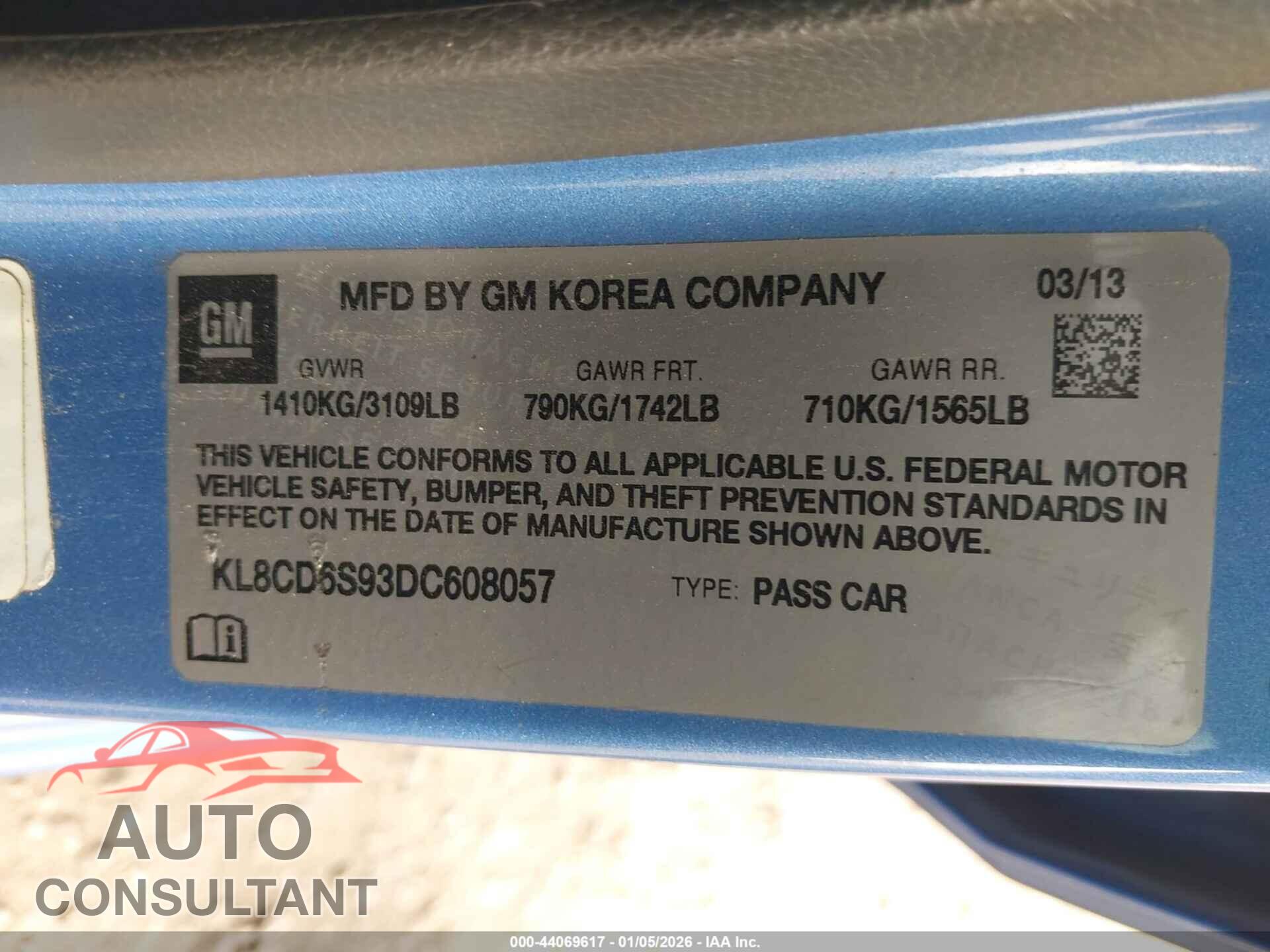 CHEVROLET SPARK 2013 - KL8CD6S93DC608057