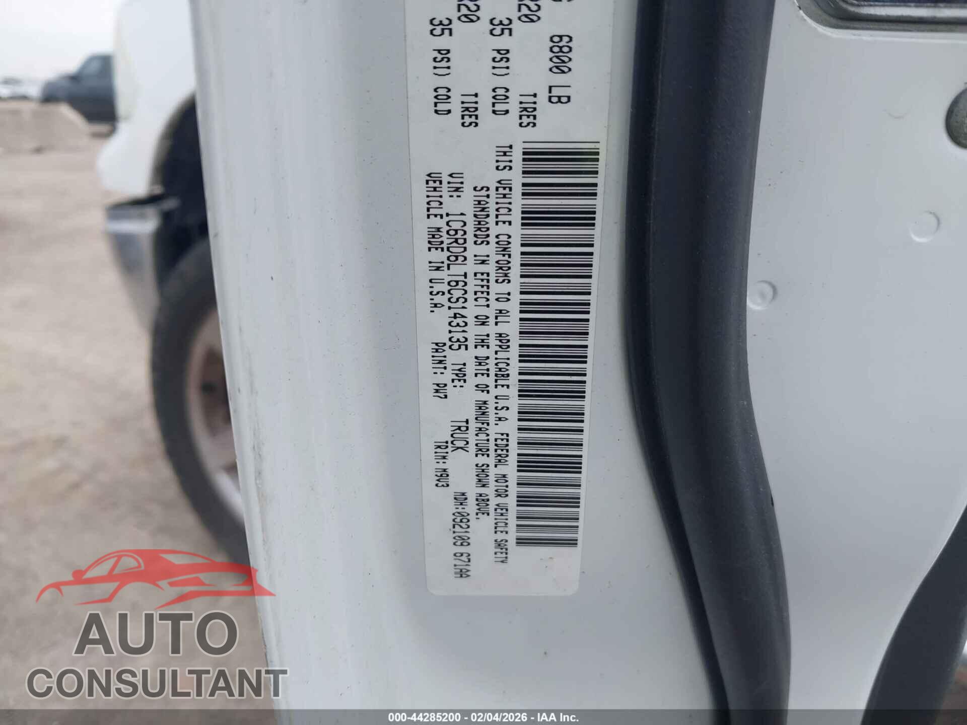 DODGE RAM 1500 2012 - 1C6RD6LT6CS143135
