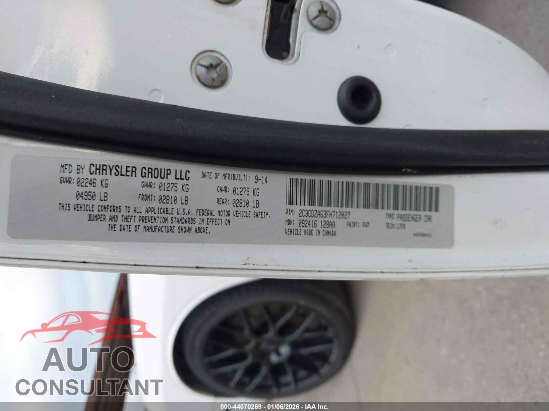 DODGE CHALLENGER 2015 - 2C3CDZAG3FH712027