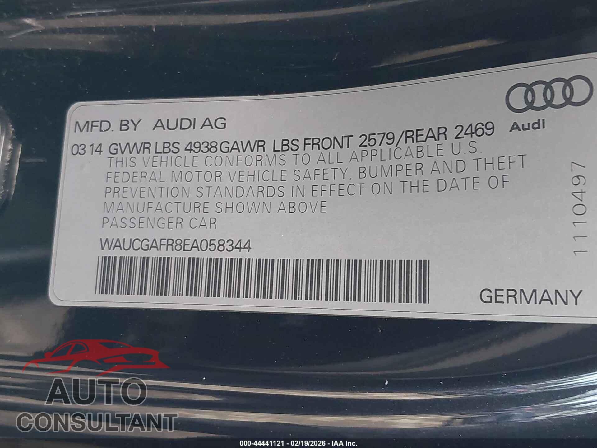 AUDI S5 2014 - WAUCGAFR8EA058344