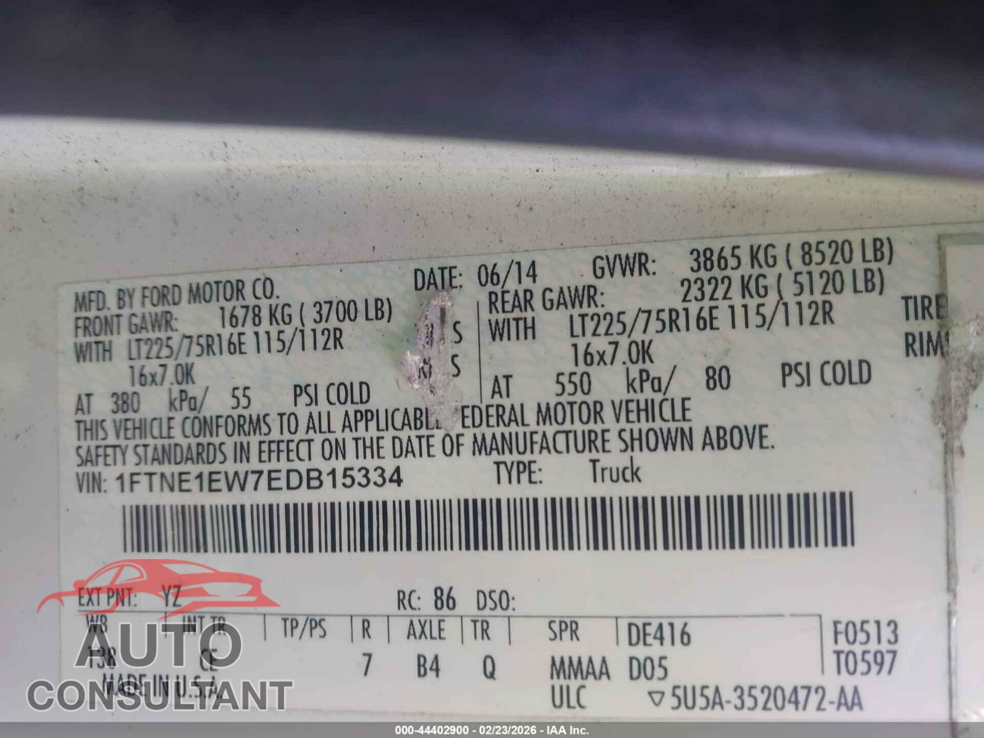 FORD E-150 2014 - 1FTNE1EW7EDB15334