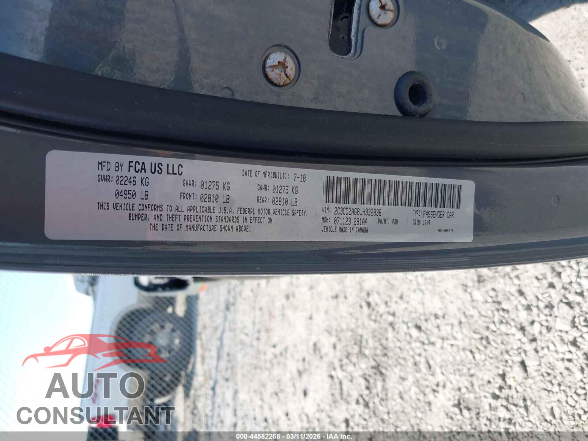 DODGE CHALLENGER 2018 - 2C3CDZAG8JH332836