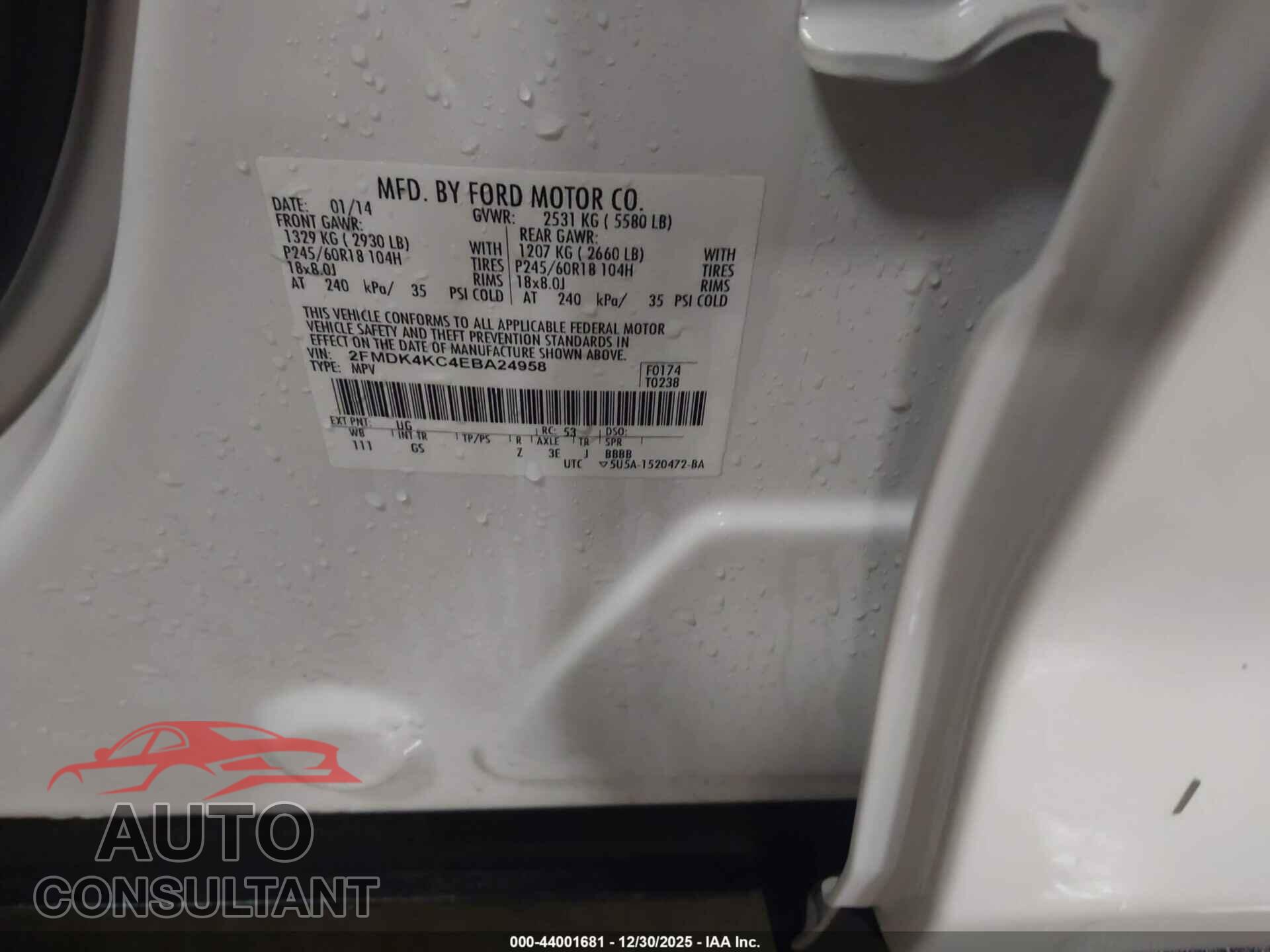 FORD EDGE 2014 - 2FMDK4KC4EBA24958