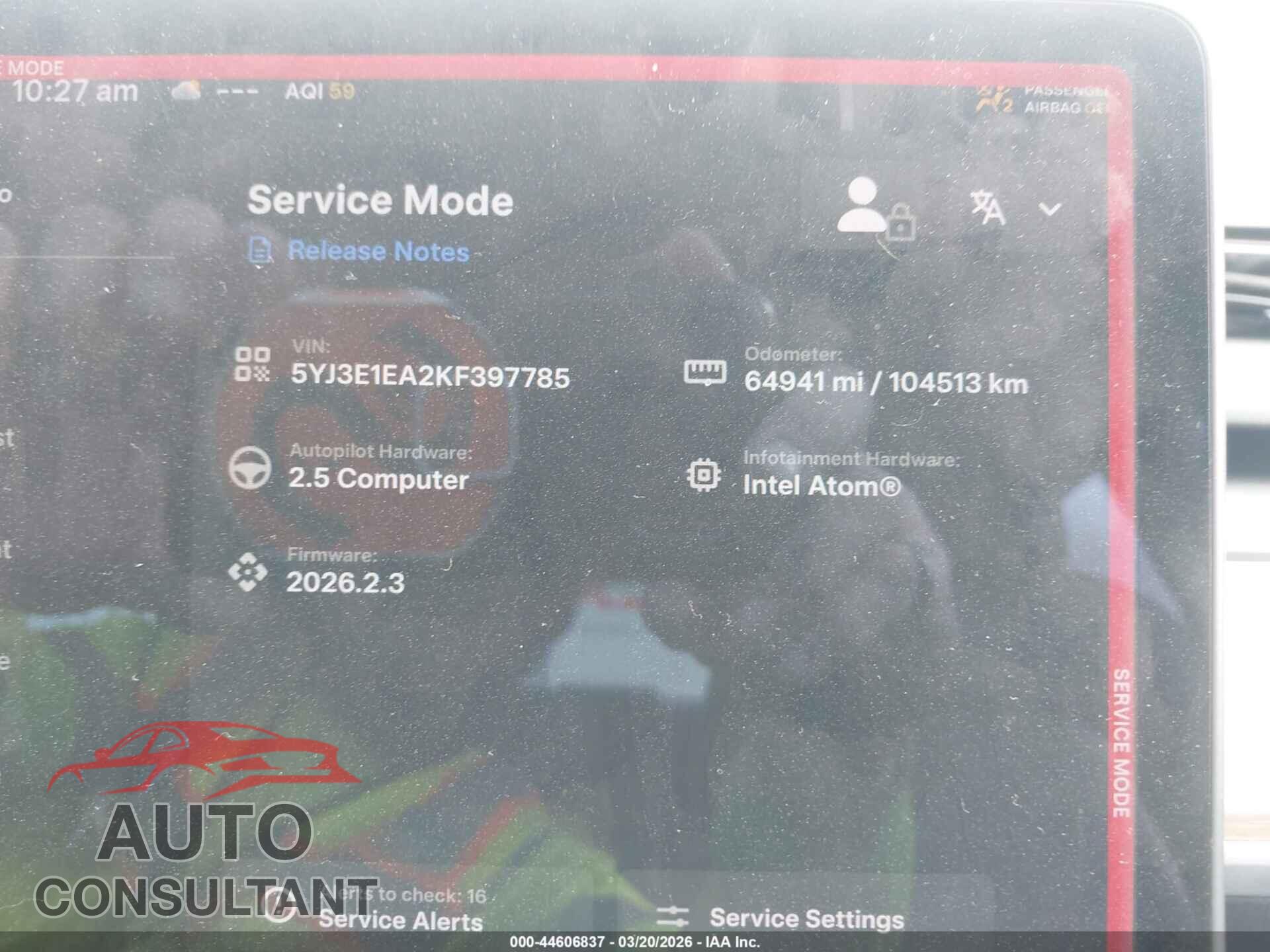 TESLA MODEL 3 2019 - 5YJ3E1EA2KF397785