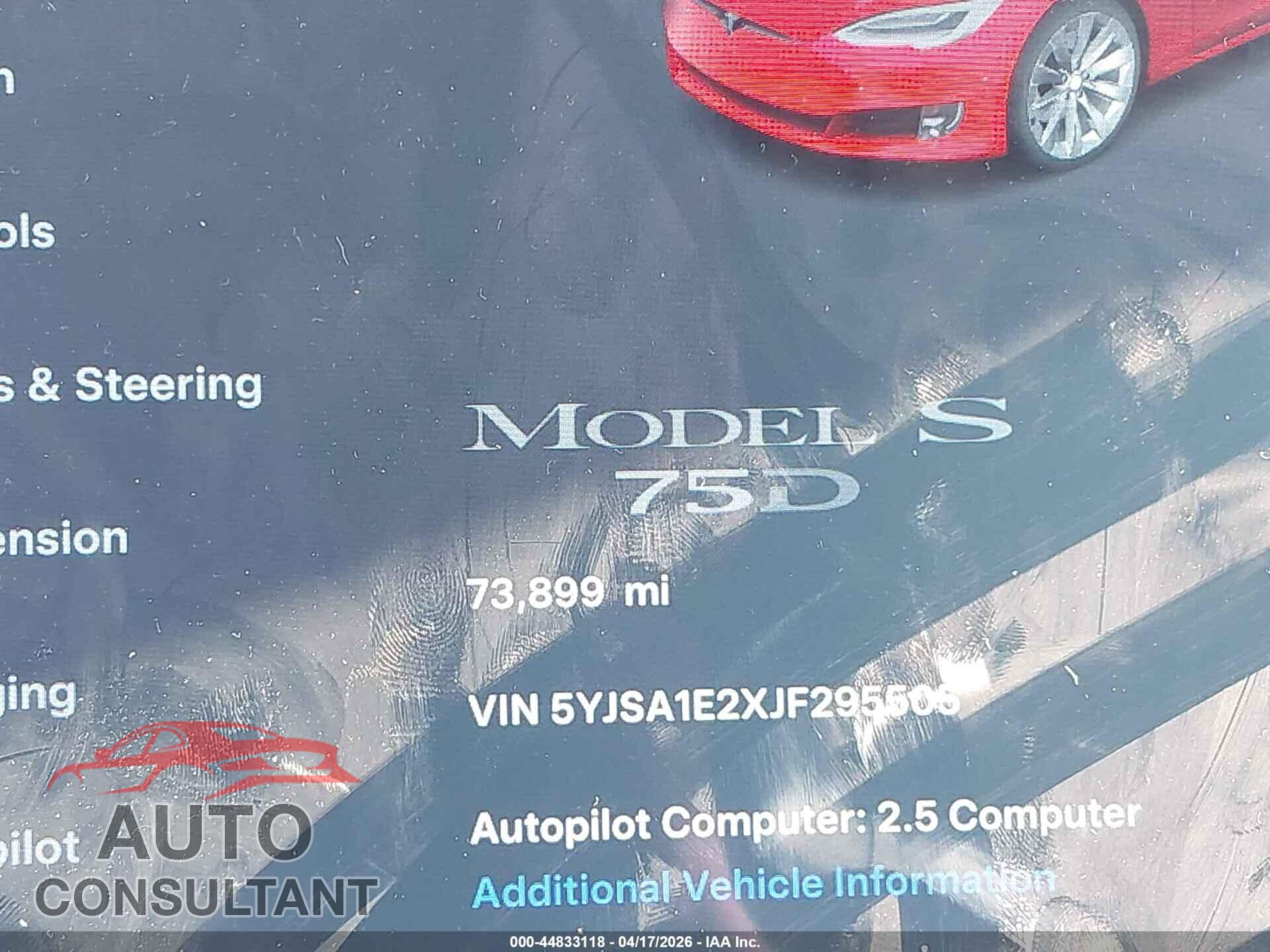 TESLA MODEL S 2018 - 5YJSA1E2XJF295505