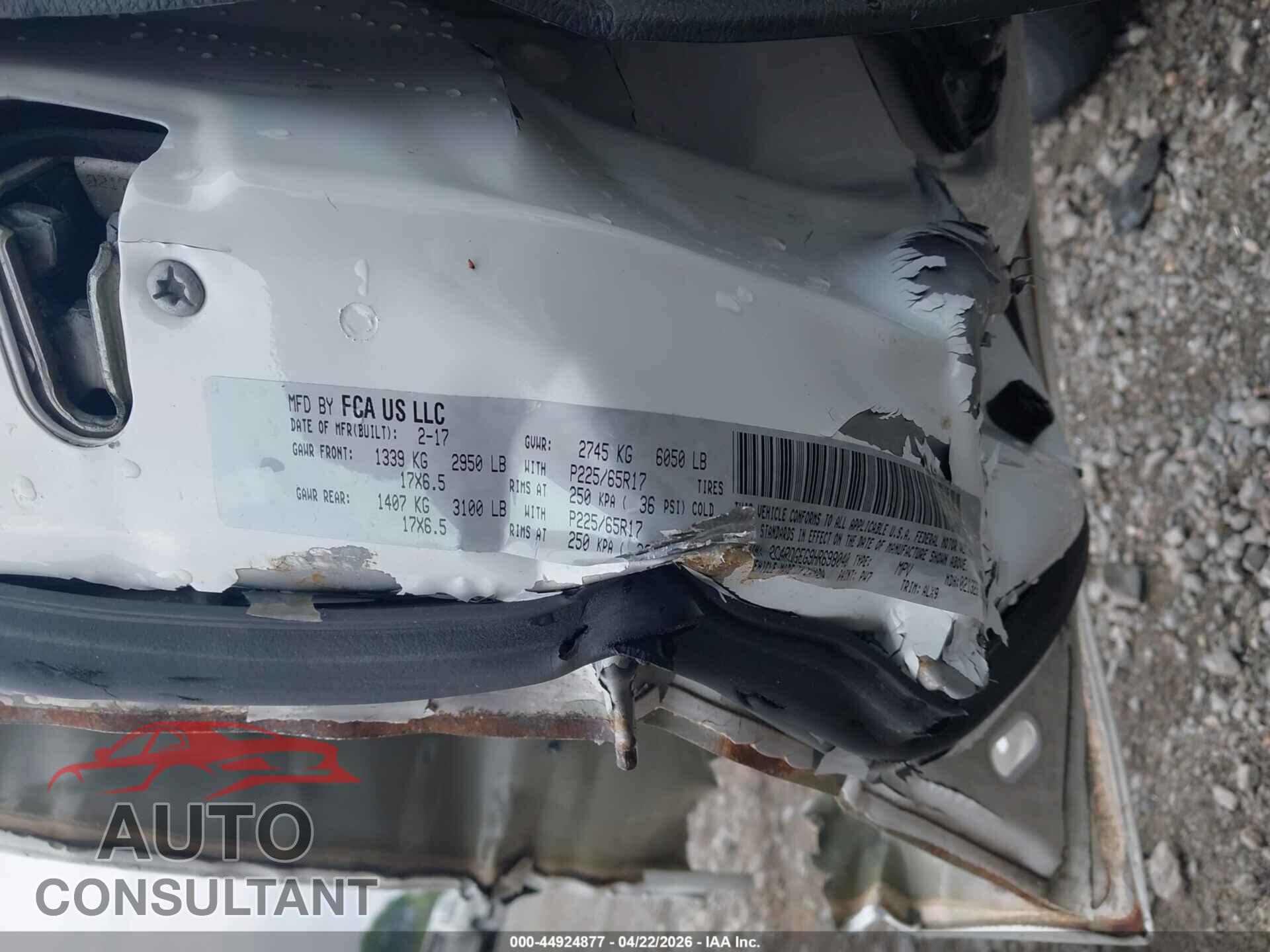 DODGE GRAND CARAVAN 2017 - 2C4RDGEG9HR698040