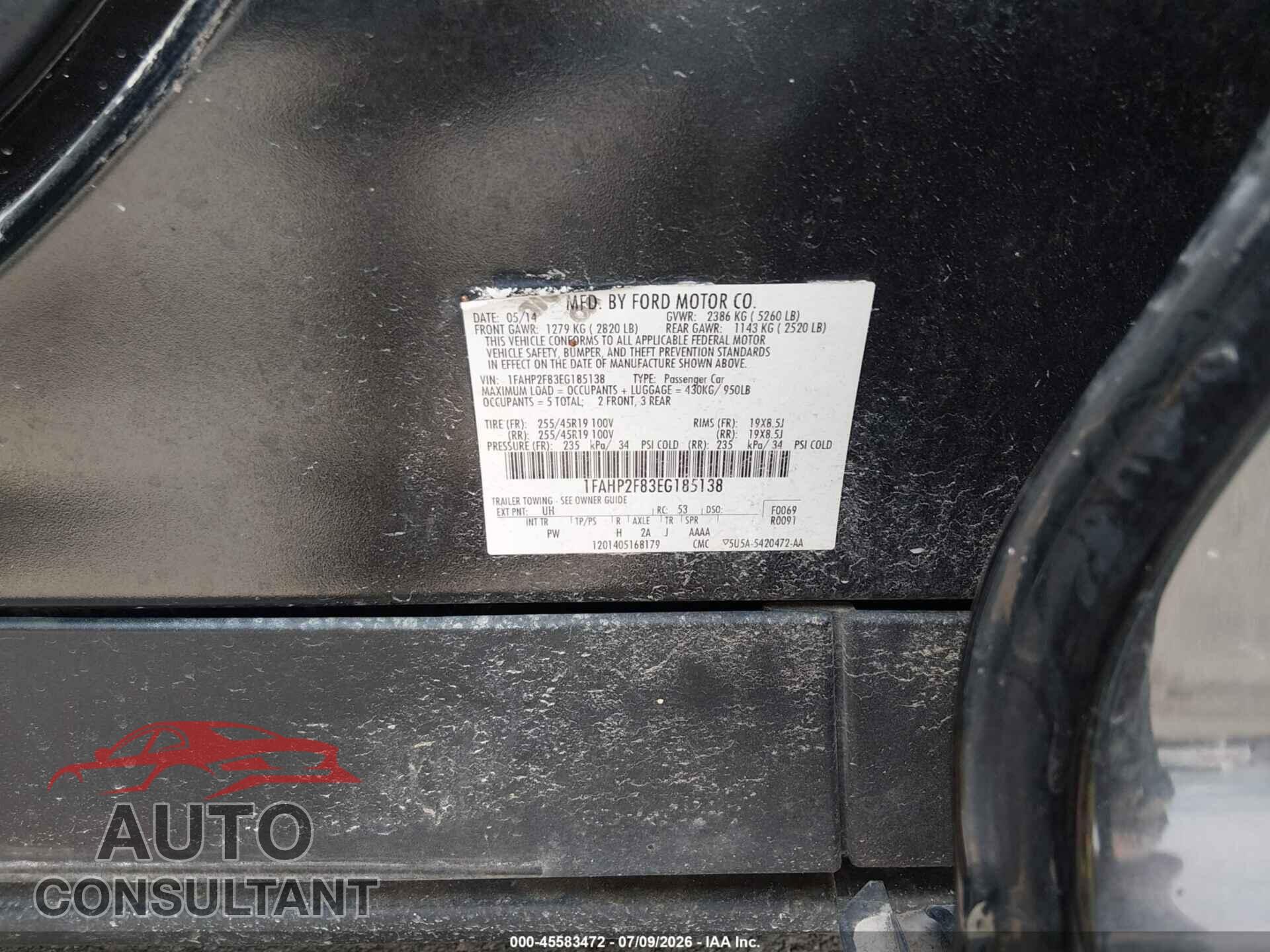 FORD TAURUS 2014 - 1FAHP2F83EG185138