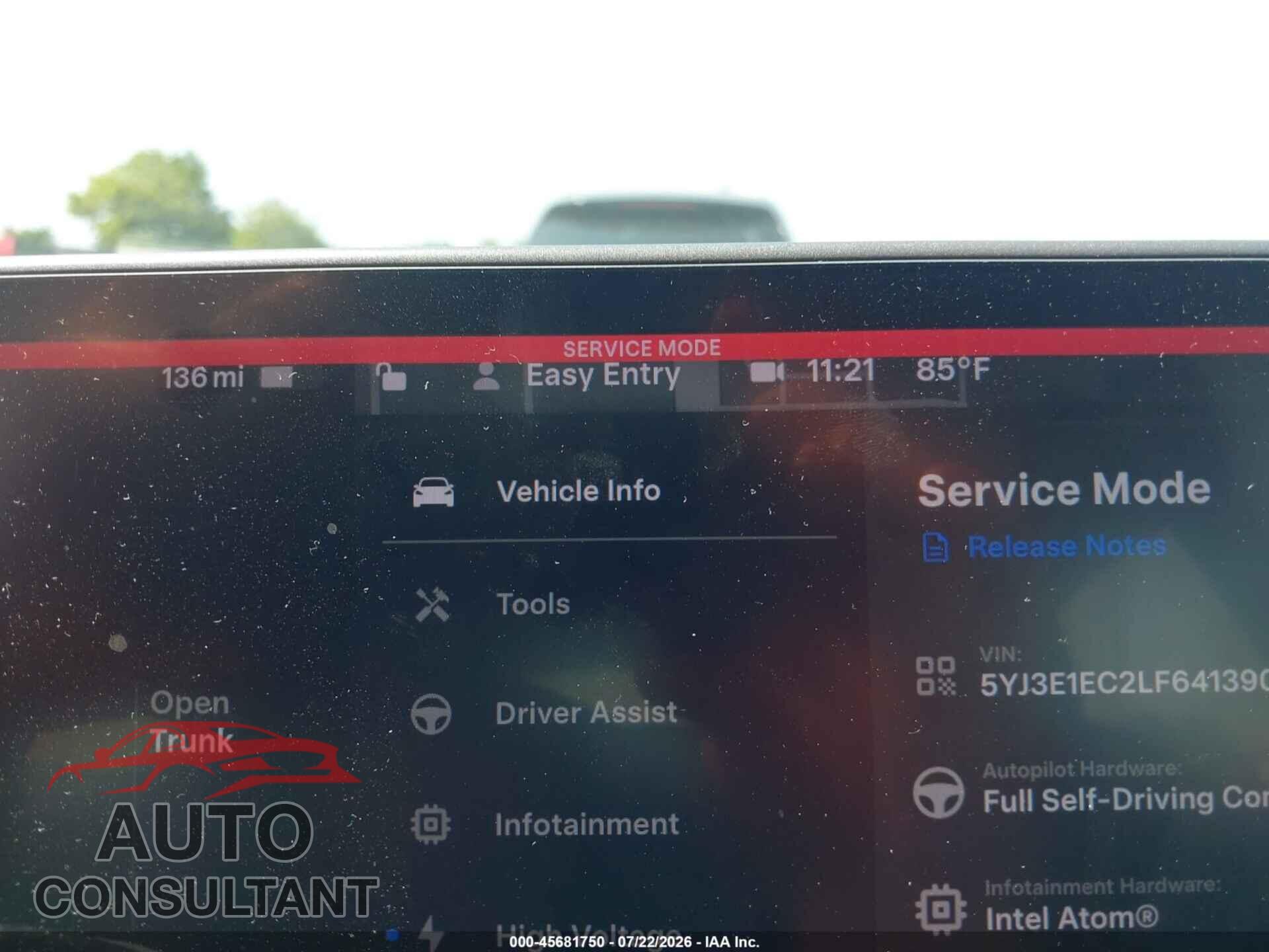 TESLA MODEL 3 2020 - 5YJ3E1EC2LF641390