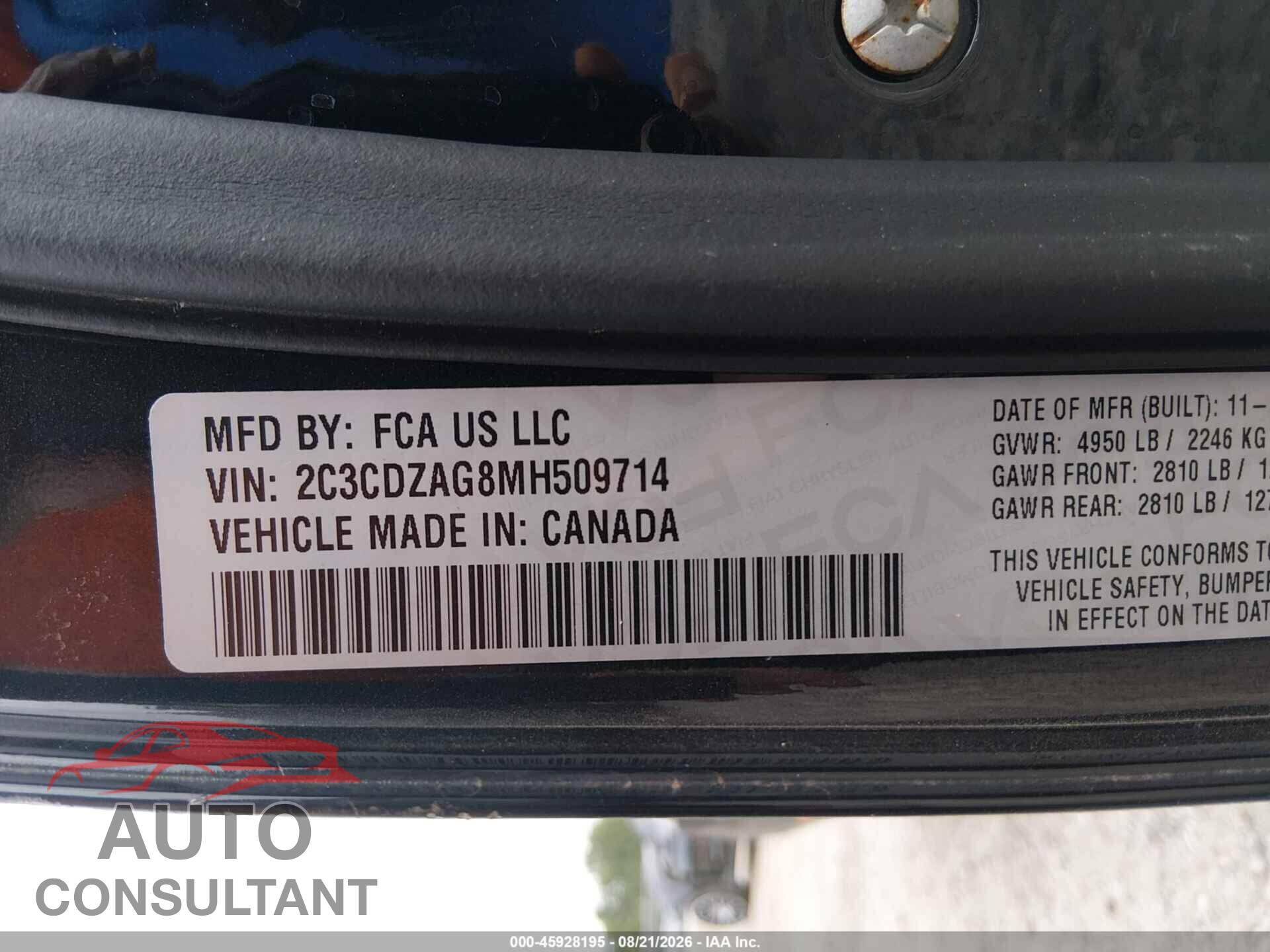 DODGE CHALLENGER 2021 - 2C3CDZAG8MH509714